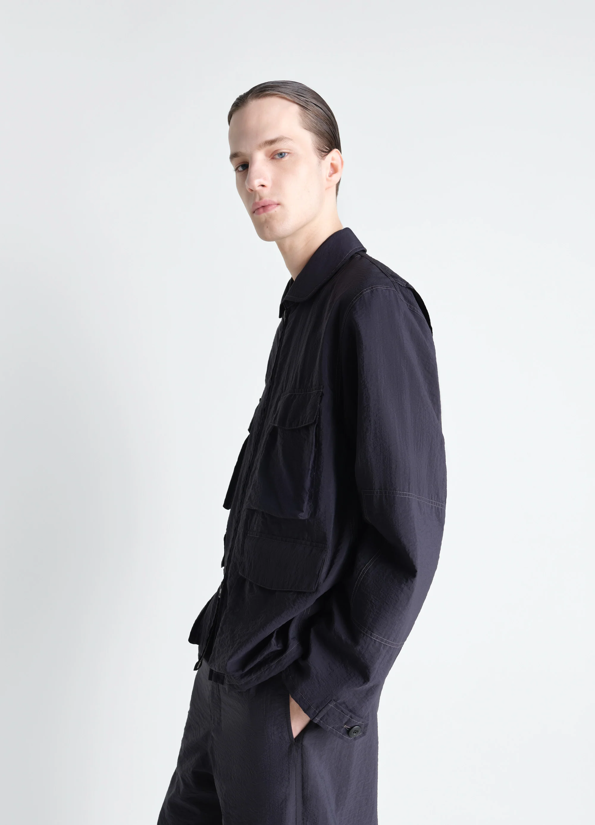 3D POCKET JACKET IN WASHED TECHNICAL COTTON - Image 3