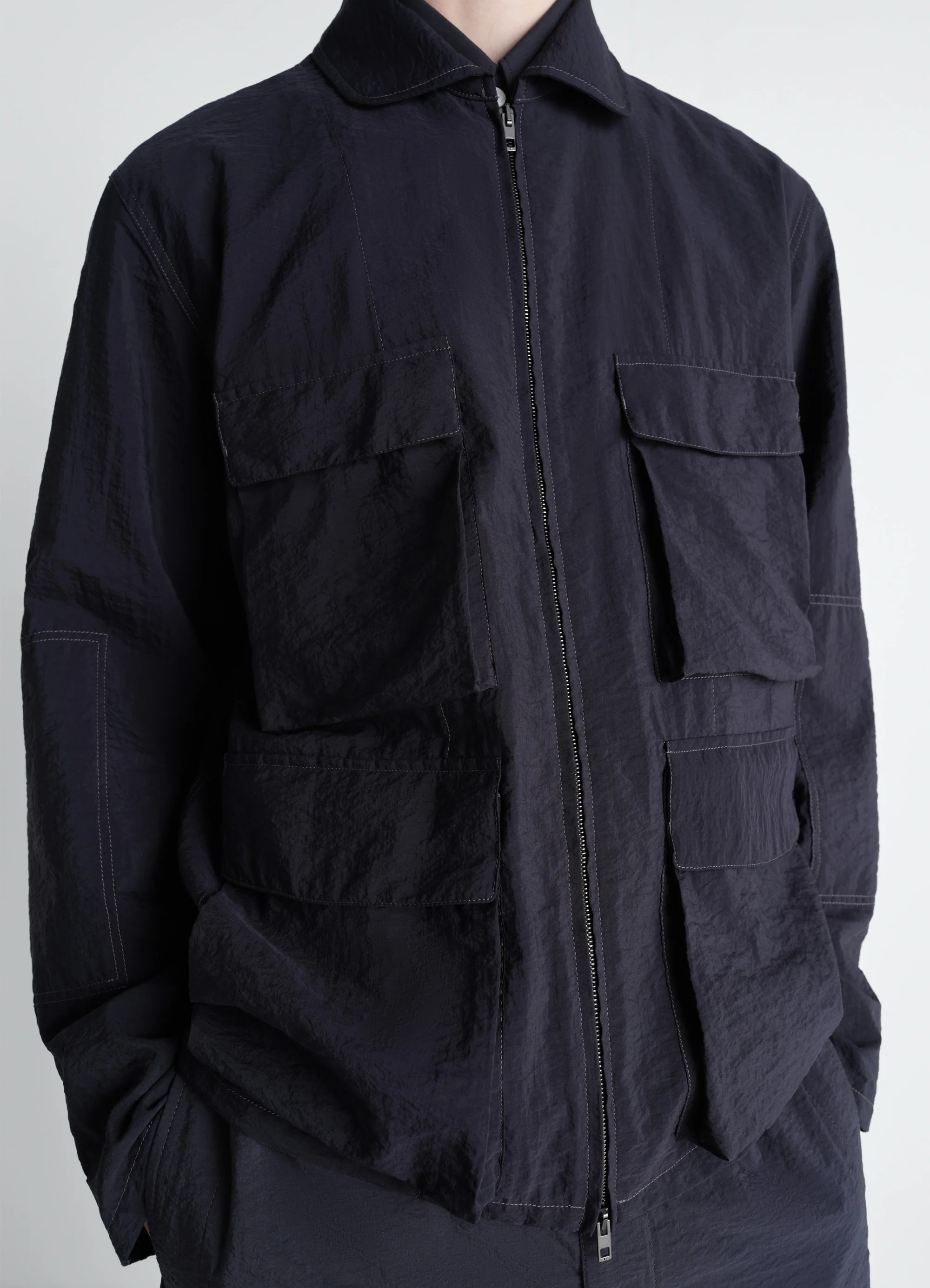 3D POCKET JACKET IN WASHED TECHNICAL COTTON - Image 4