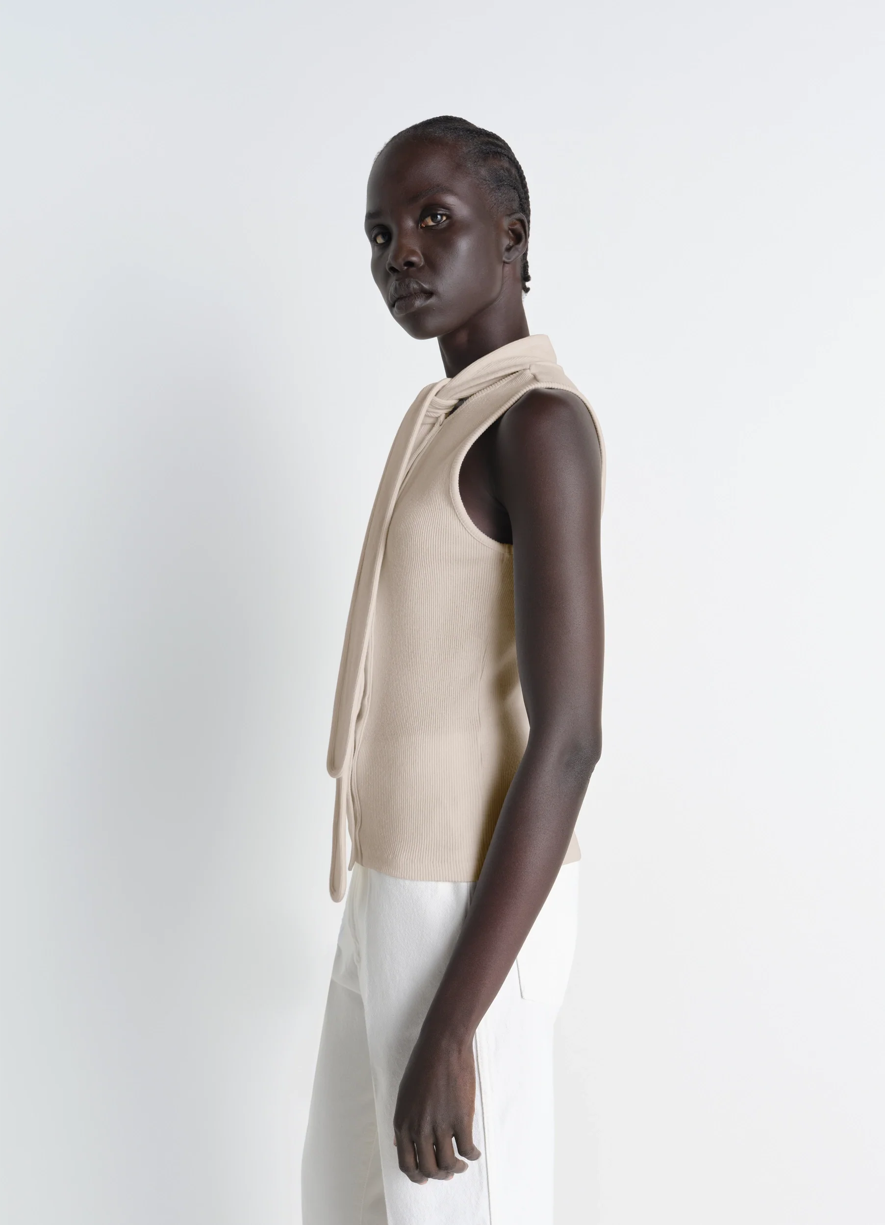 ASYMMETRICAL FITTED TOP IN JERSEY - Image 3