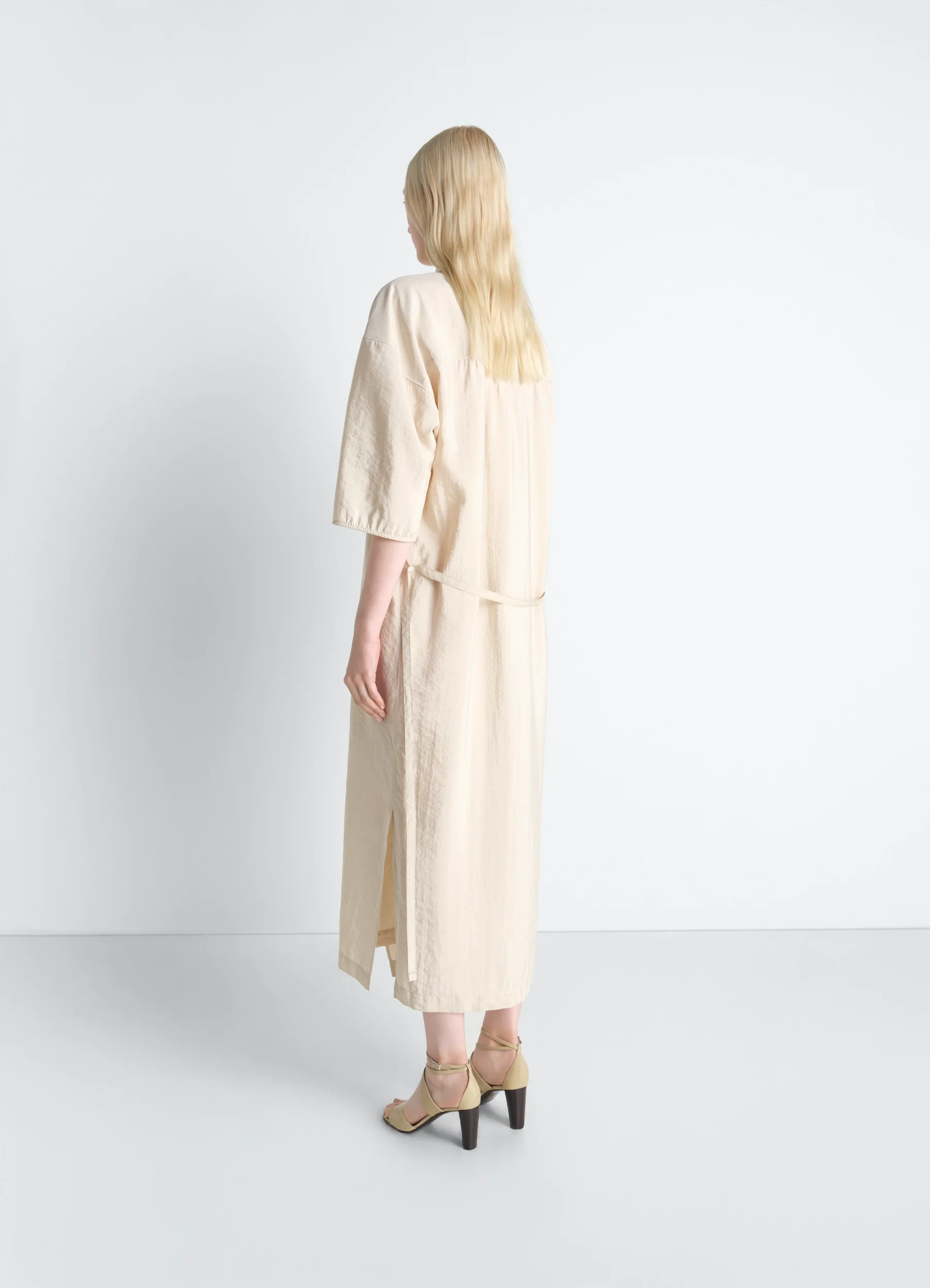 ASYMMETRICAL SHIRT DRESS IN DRY SILK - Image 4