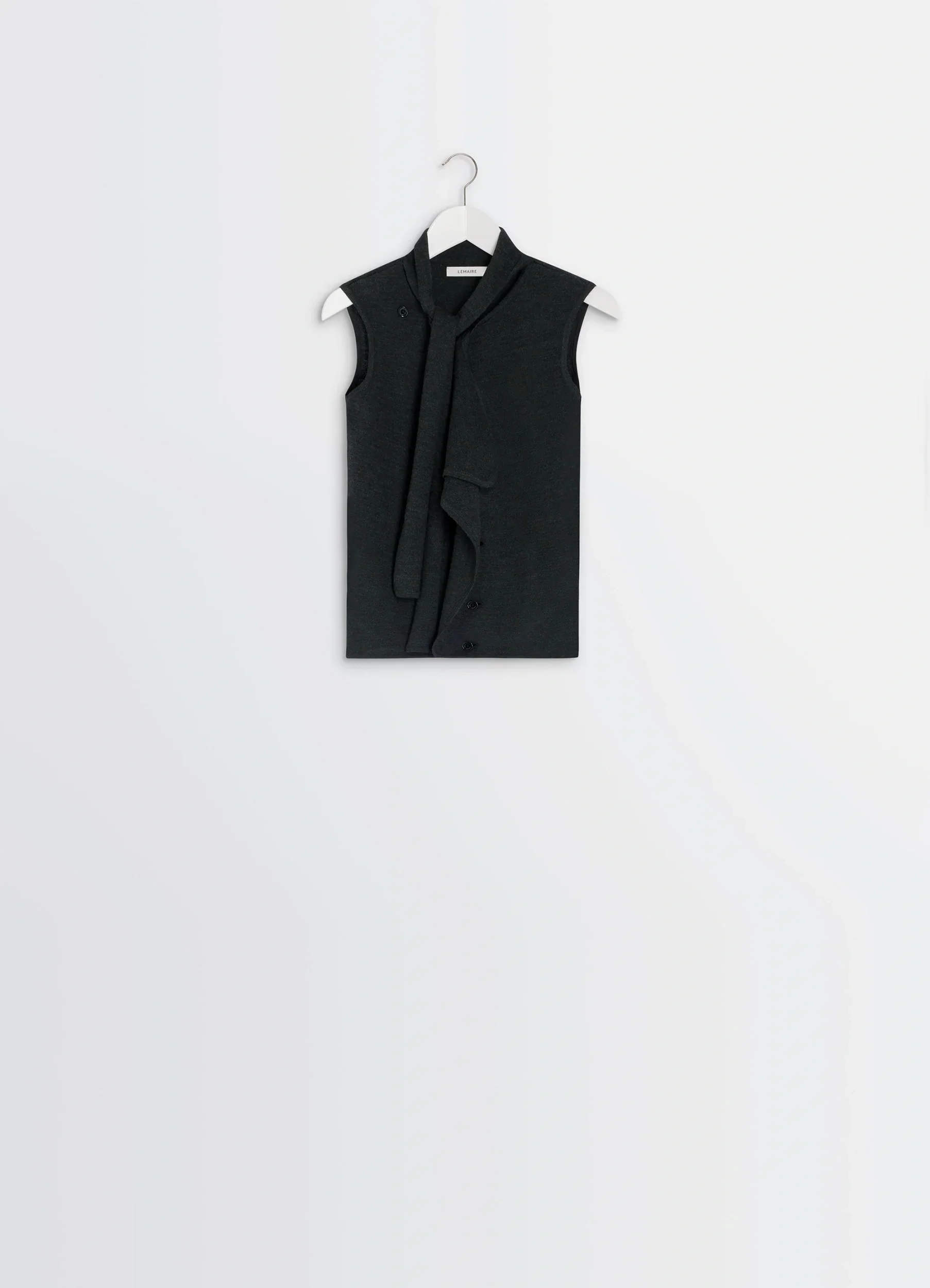 ASYMMETRICAL SLEEVELESS CARDIGAN IN MERINO BLEND - Image 5