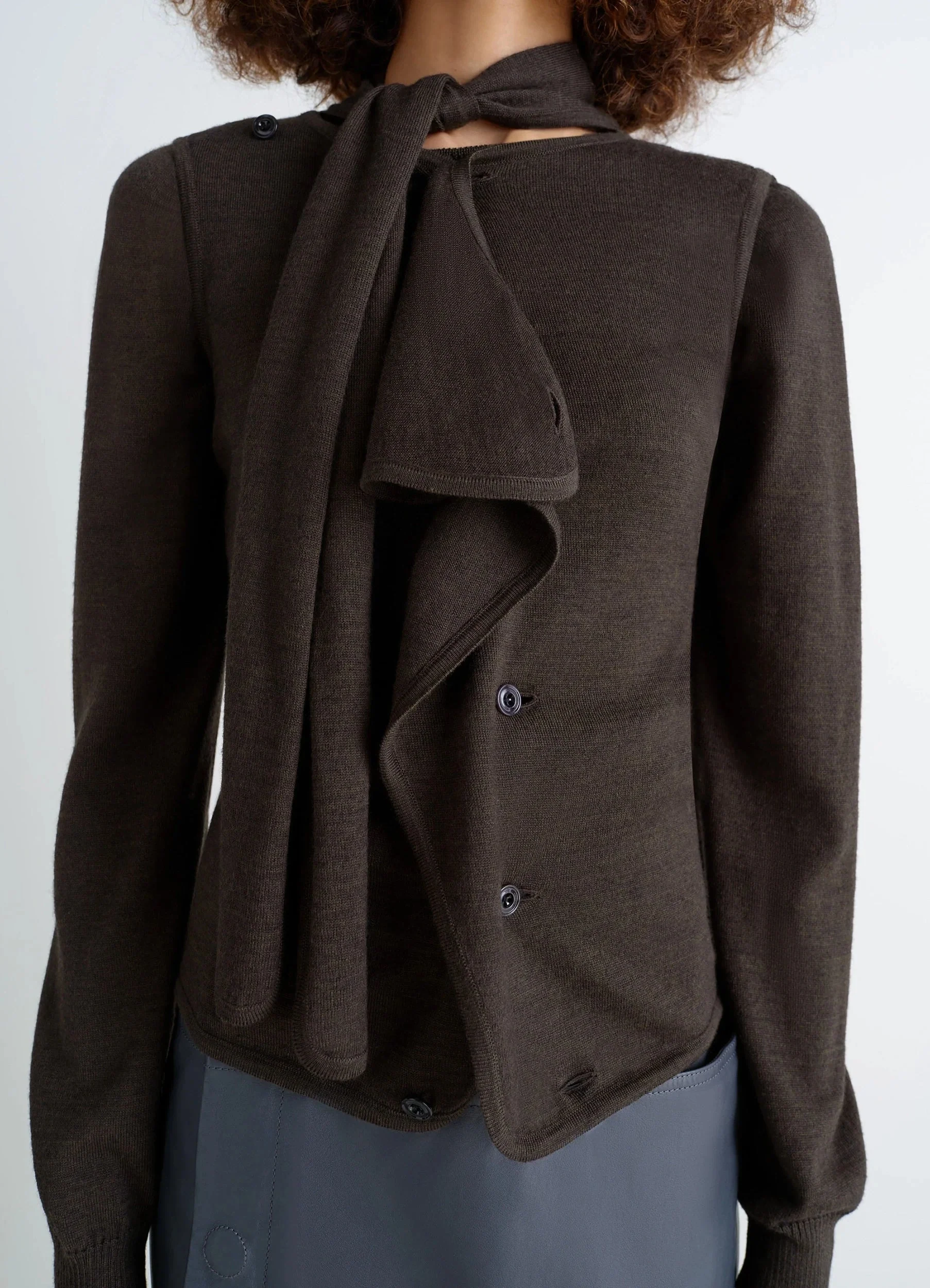 ASYMMETRICAL SLEEVELESS CARDIGAN IN MERINO BLEND - Image 3