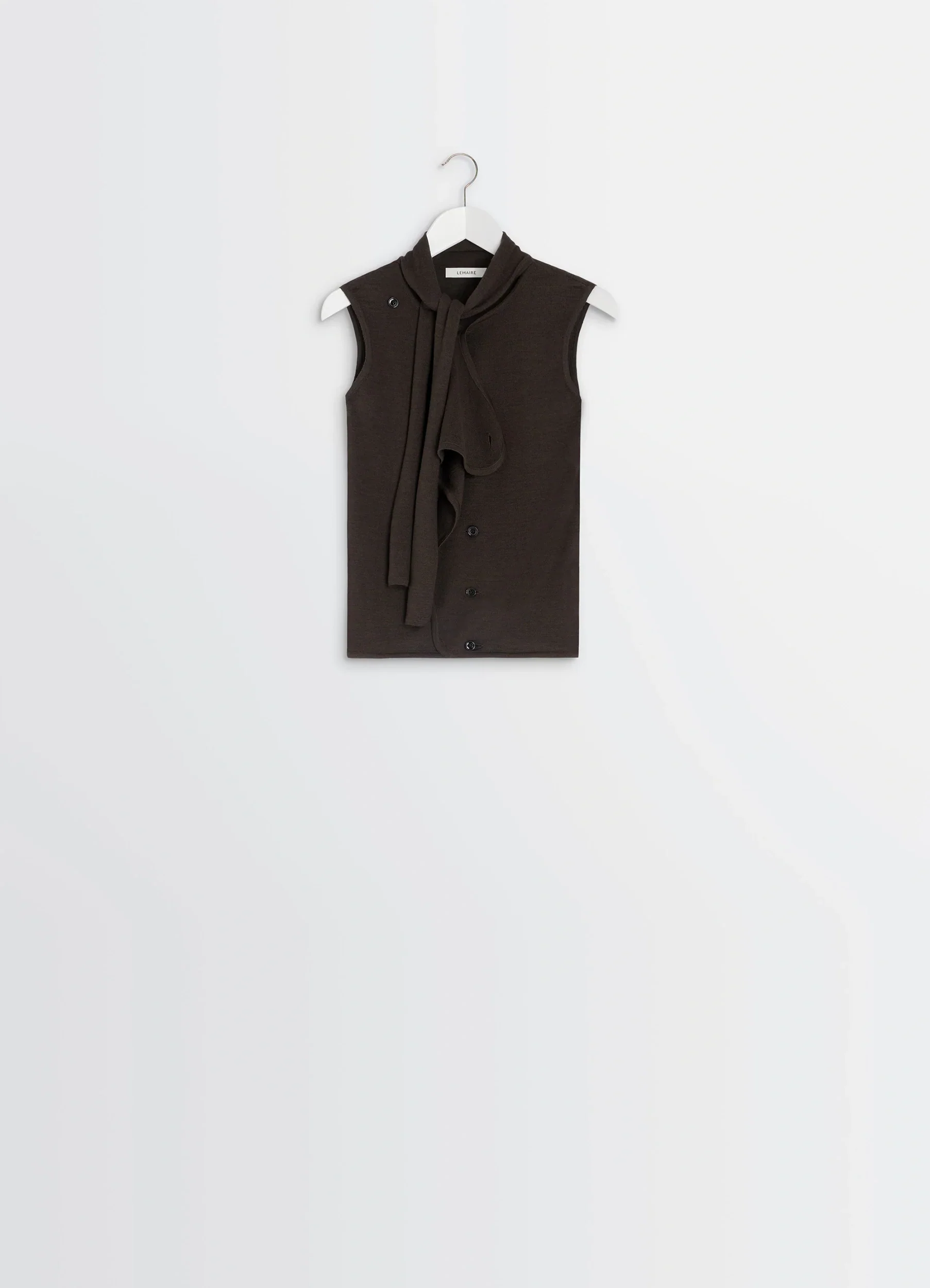 ASYMMETRICAL SLEEVELESS CARDIGAN IN MERINO BLEND - Image 5