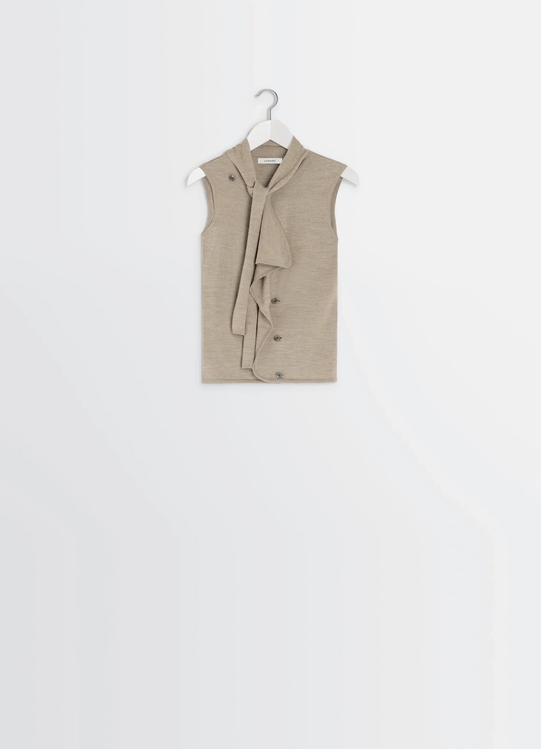 ASYMMETRICAL SLEEVELESS CARDIGAN IN MERINO BLEND - Image 5