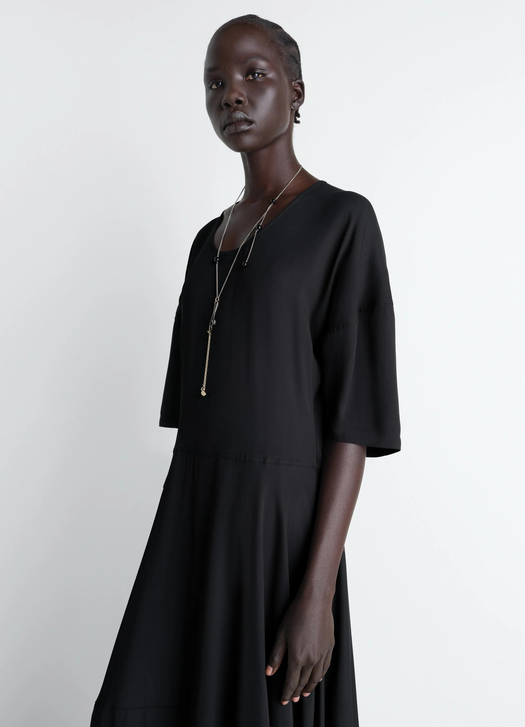 BALLOON DRESS IN CREPE DE CHINE VISCOSE - Image 2
