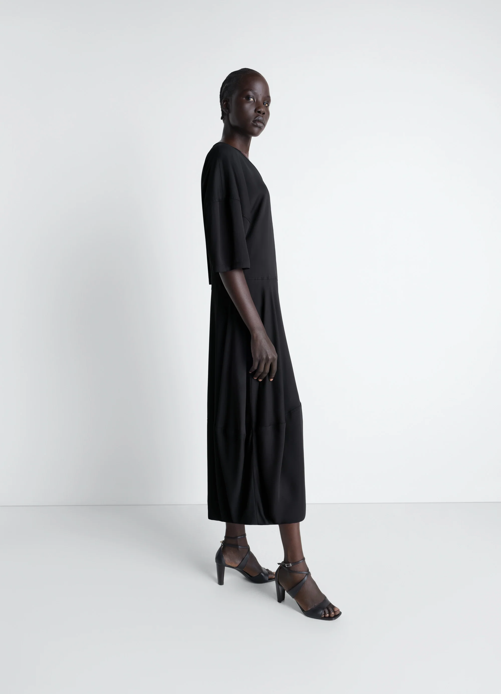 BALLOON DRESS IN CREPE DE CHINE VISCOSE - Image 3