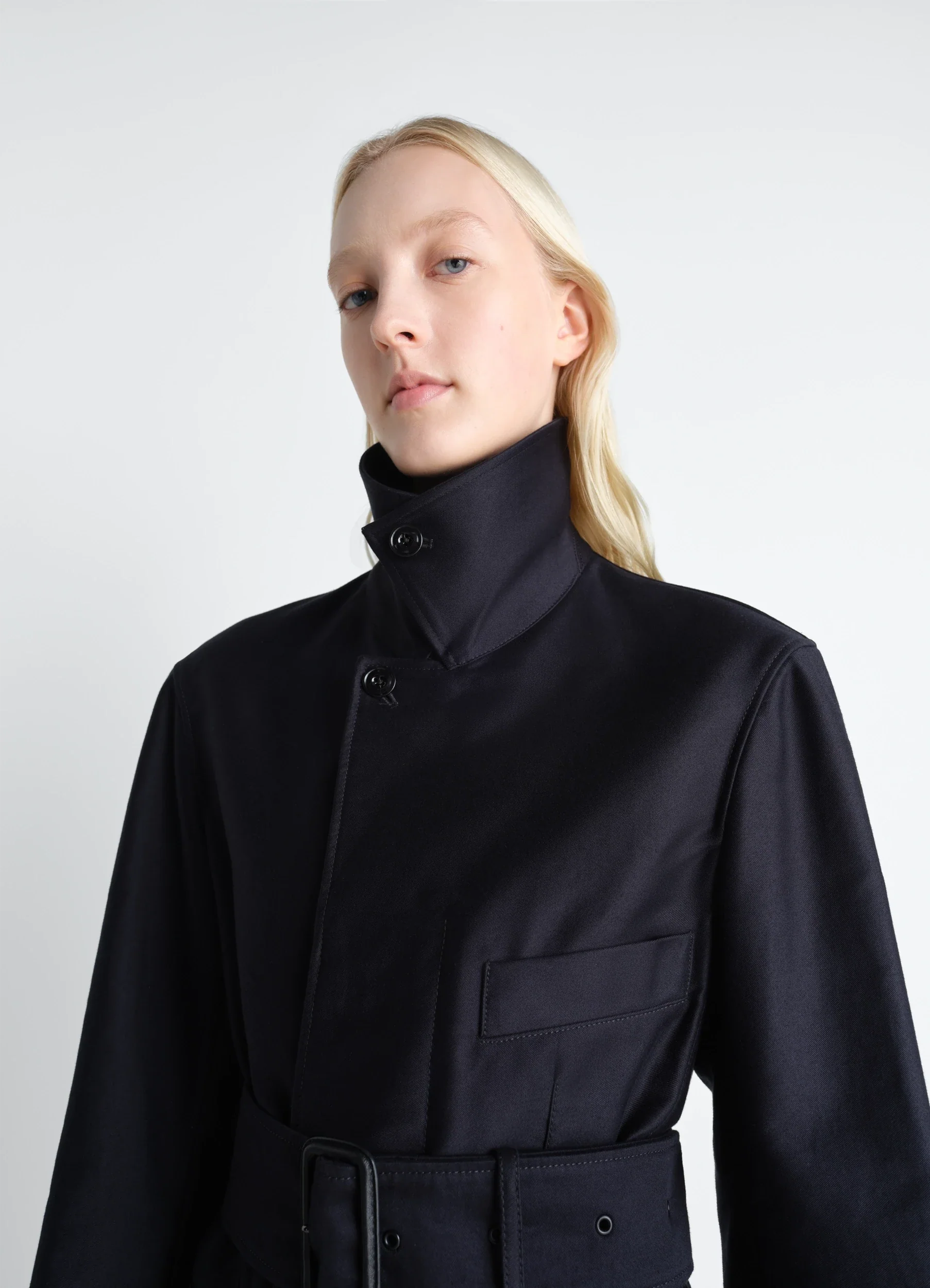 BELTED UTILITY JACKET IN COTTON SATIN - Image 3
