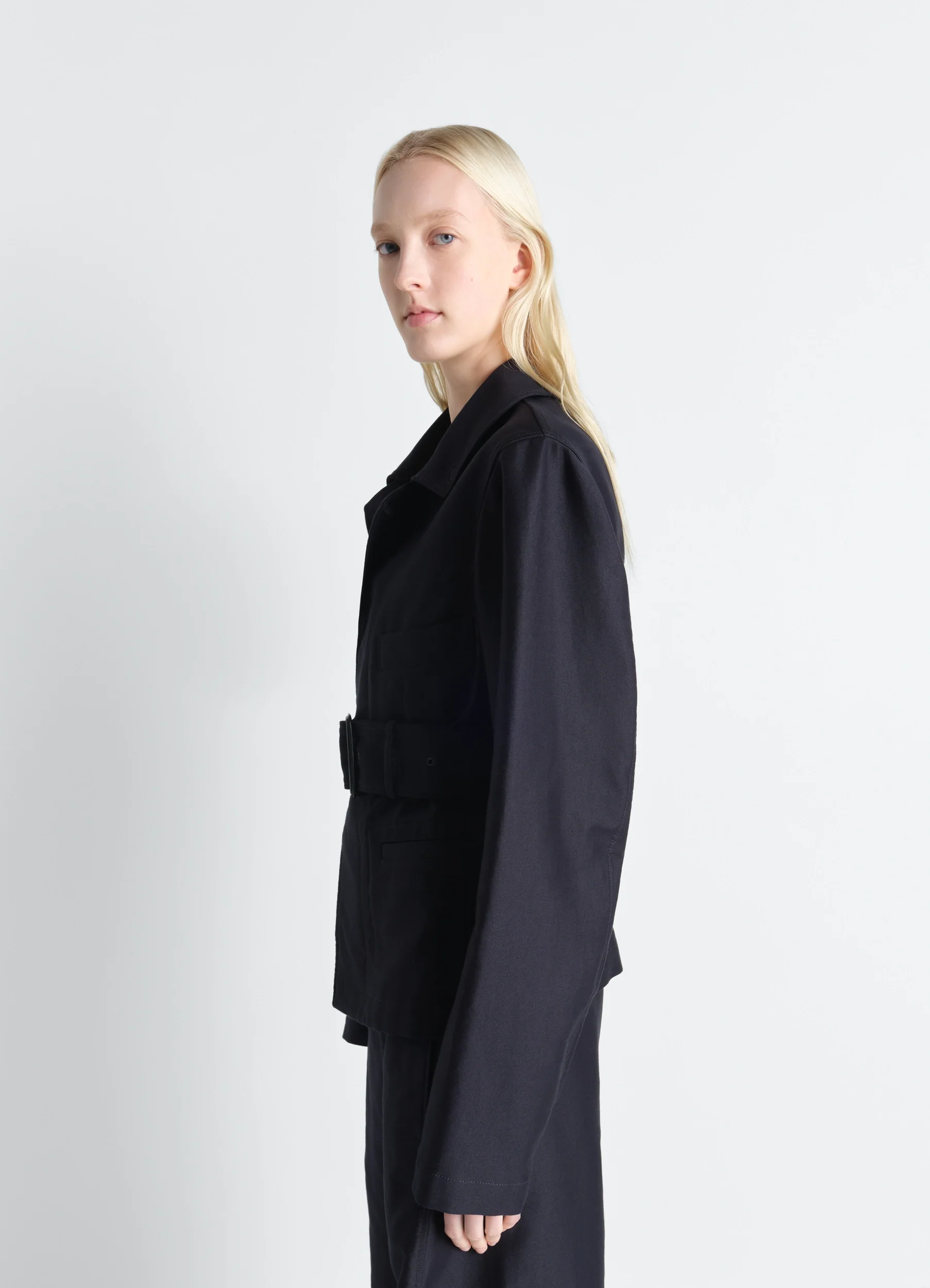 BELTED UTILITY JACKET IN COTTON SATIN - Image 4