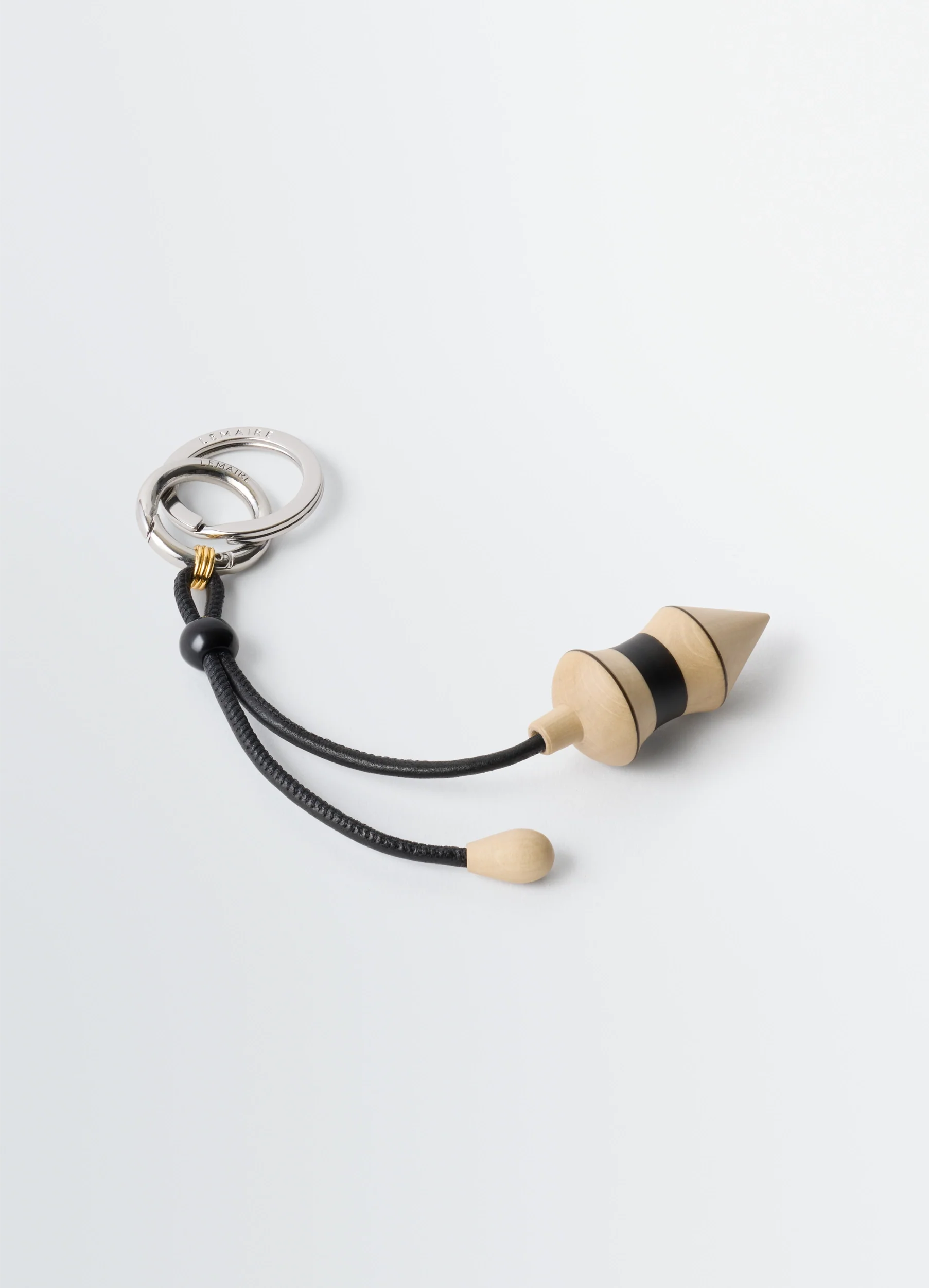 BLACK STRIPES PENDULUM BAG CHARM IN WOOD WITH CORD - Image 3