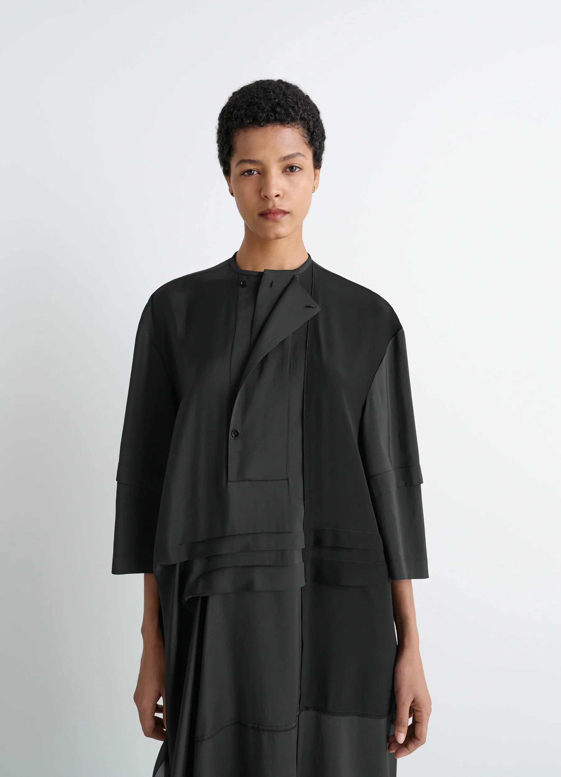 BLOUSE DRESS WITH PLEATS IN SILK - Image 2