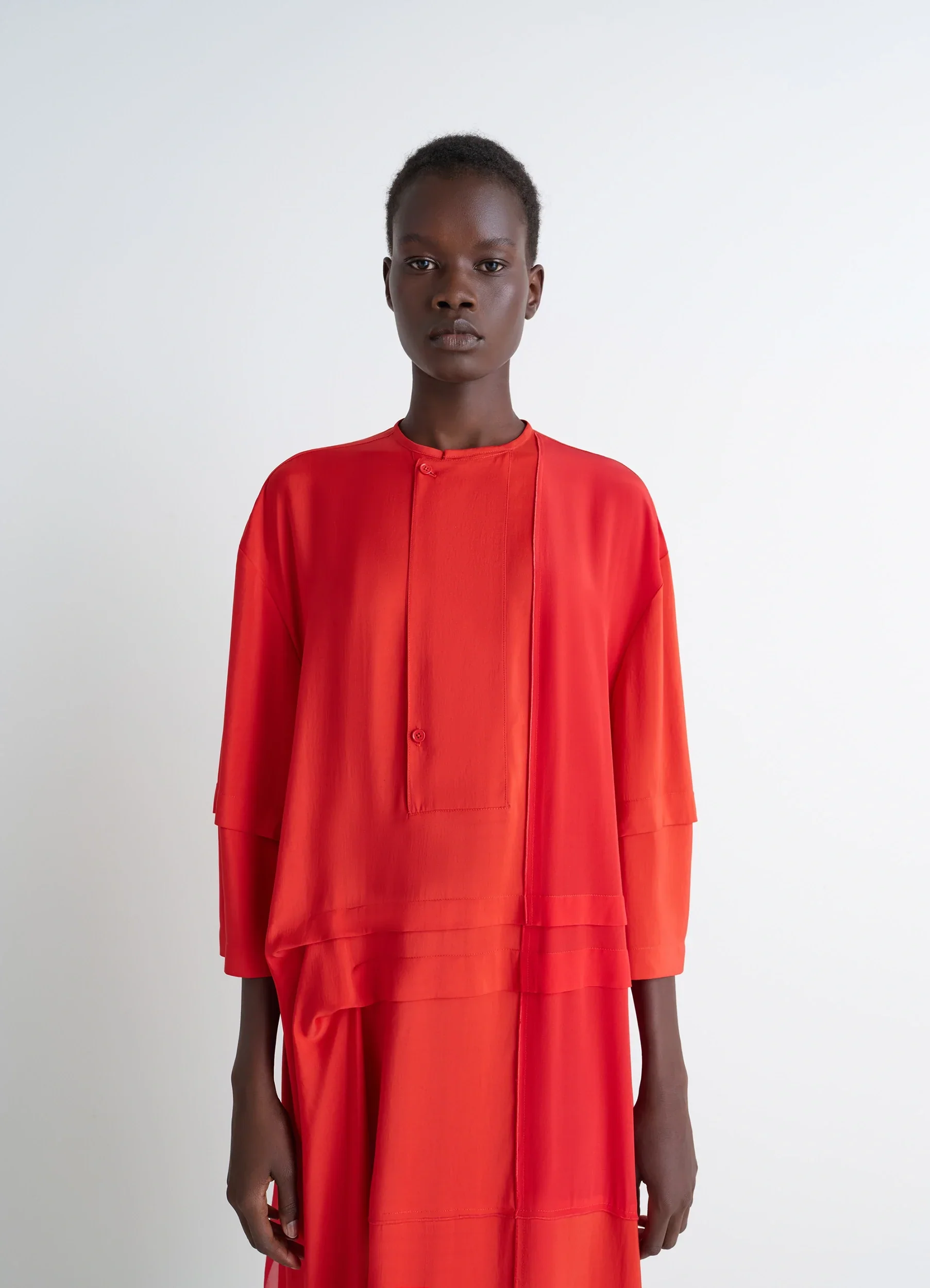 BLOUSE DRESS WITH PLEATS IN SILK - Image 4