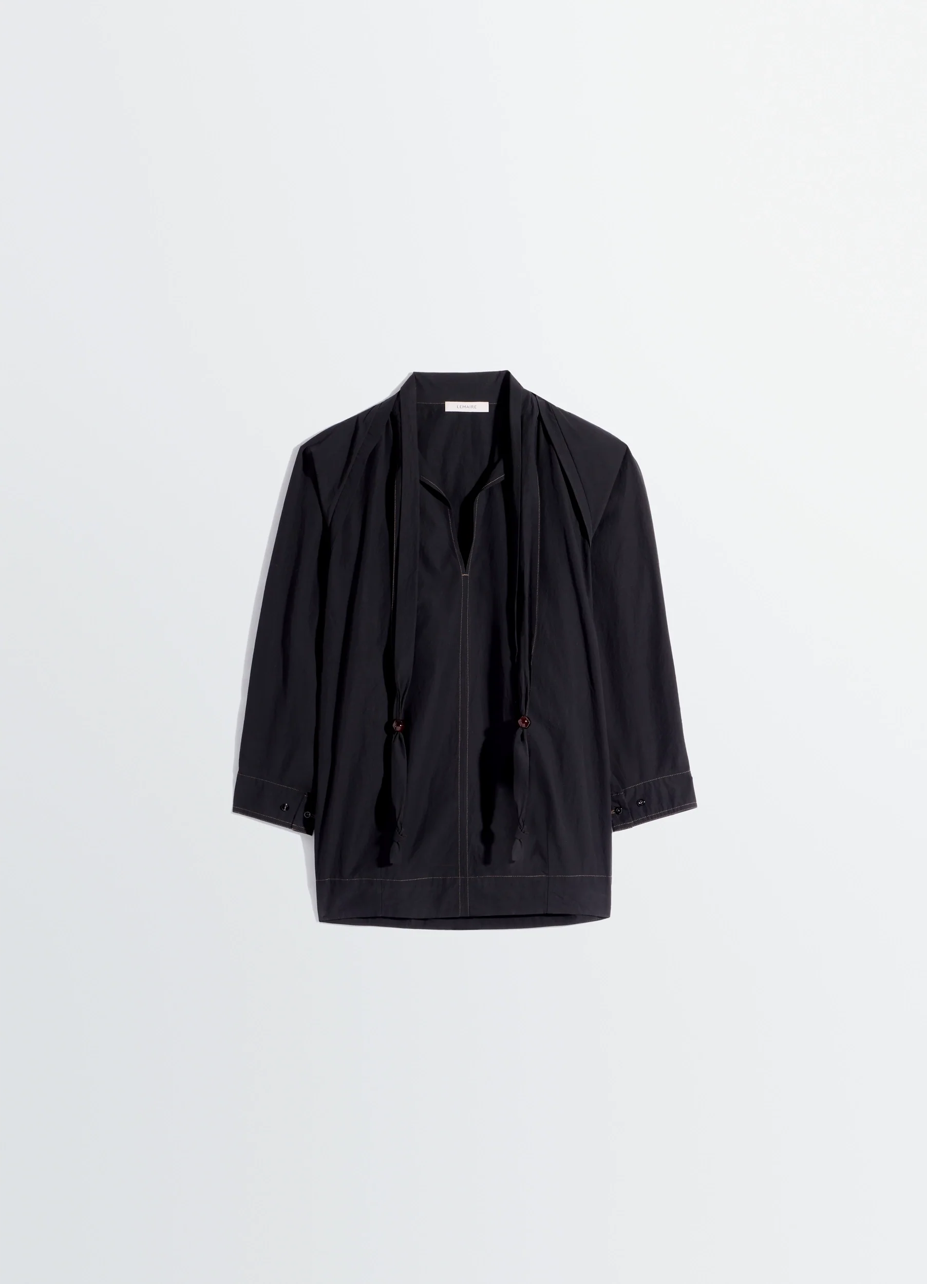 BLOUSE WITH SCARF IN CREPE COTTON - Image 6
