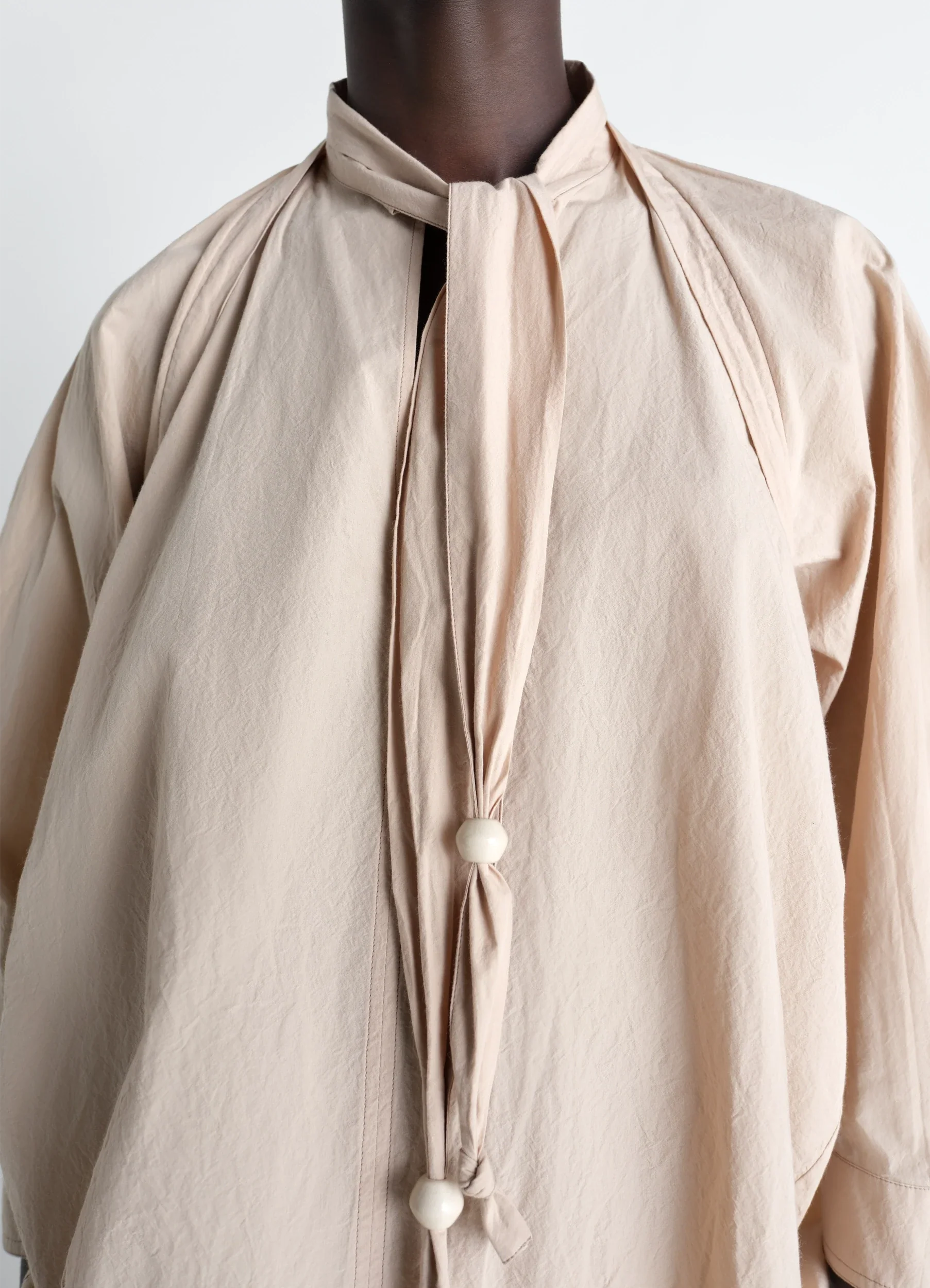BLOUSE WITH SCARF IN CREPE COTTON - Image 4