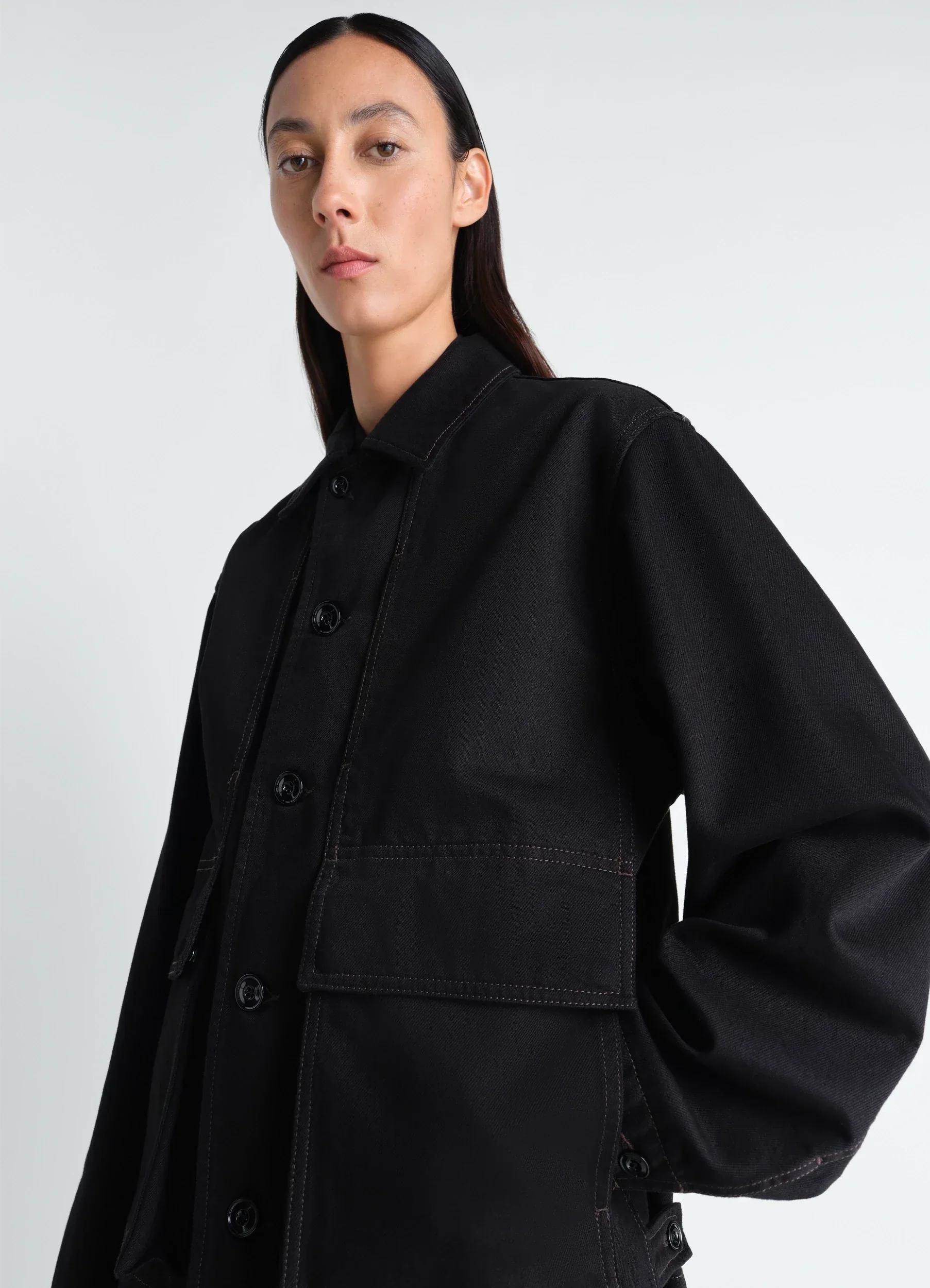 BOXY JACKET IN BLACK DENIM - Image 5