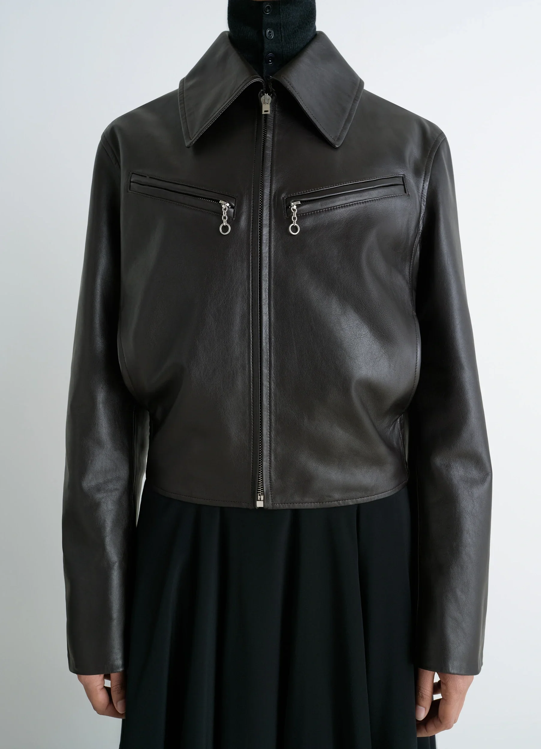 BOXY LEATHER BLOUSON IN LEATHER - Image 3