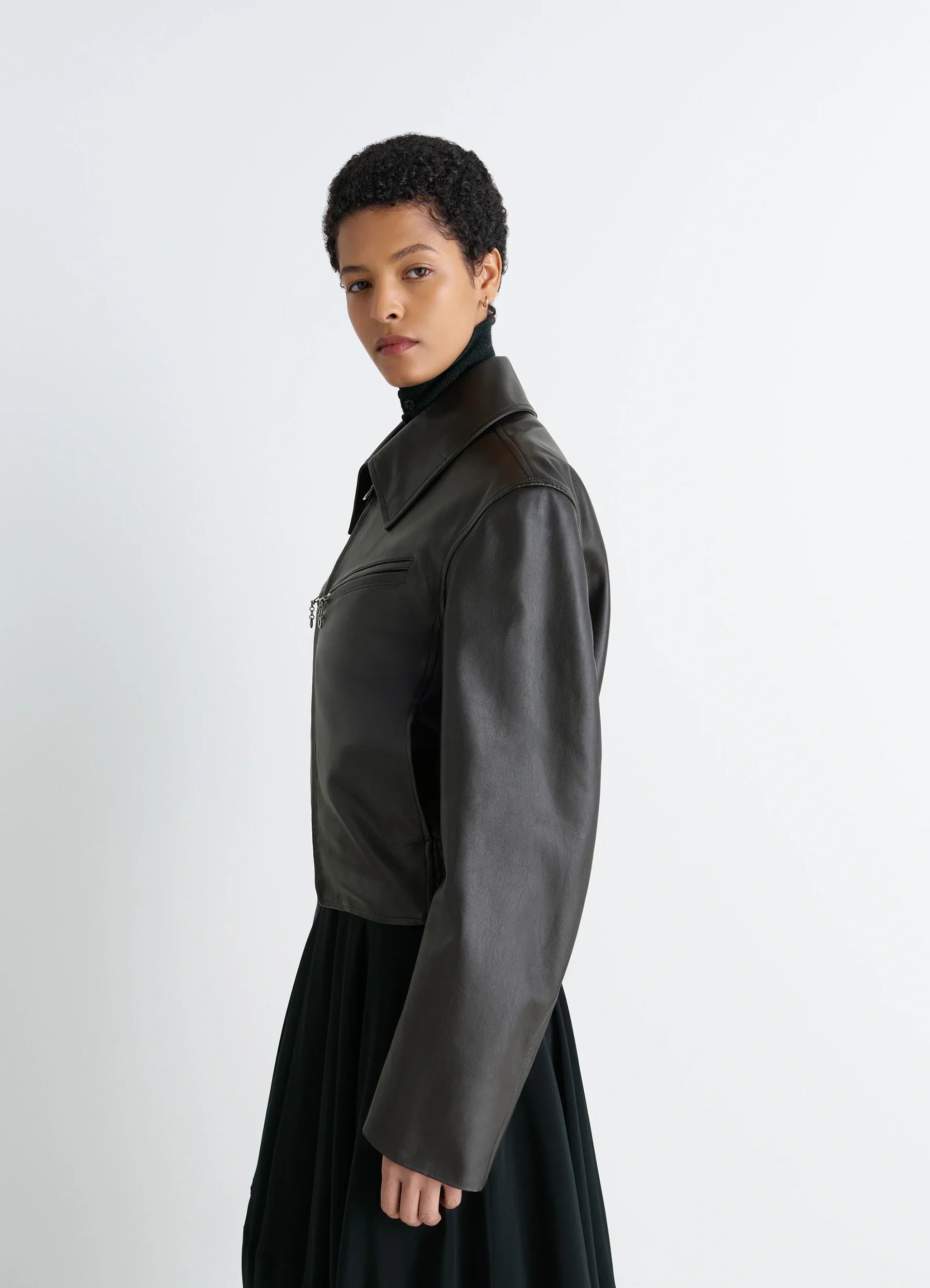 BOXY LEATHER BLOUSON IN LEATHER - Image 5