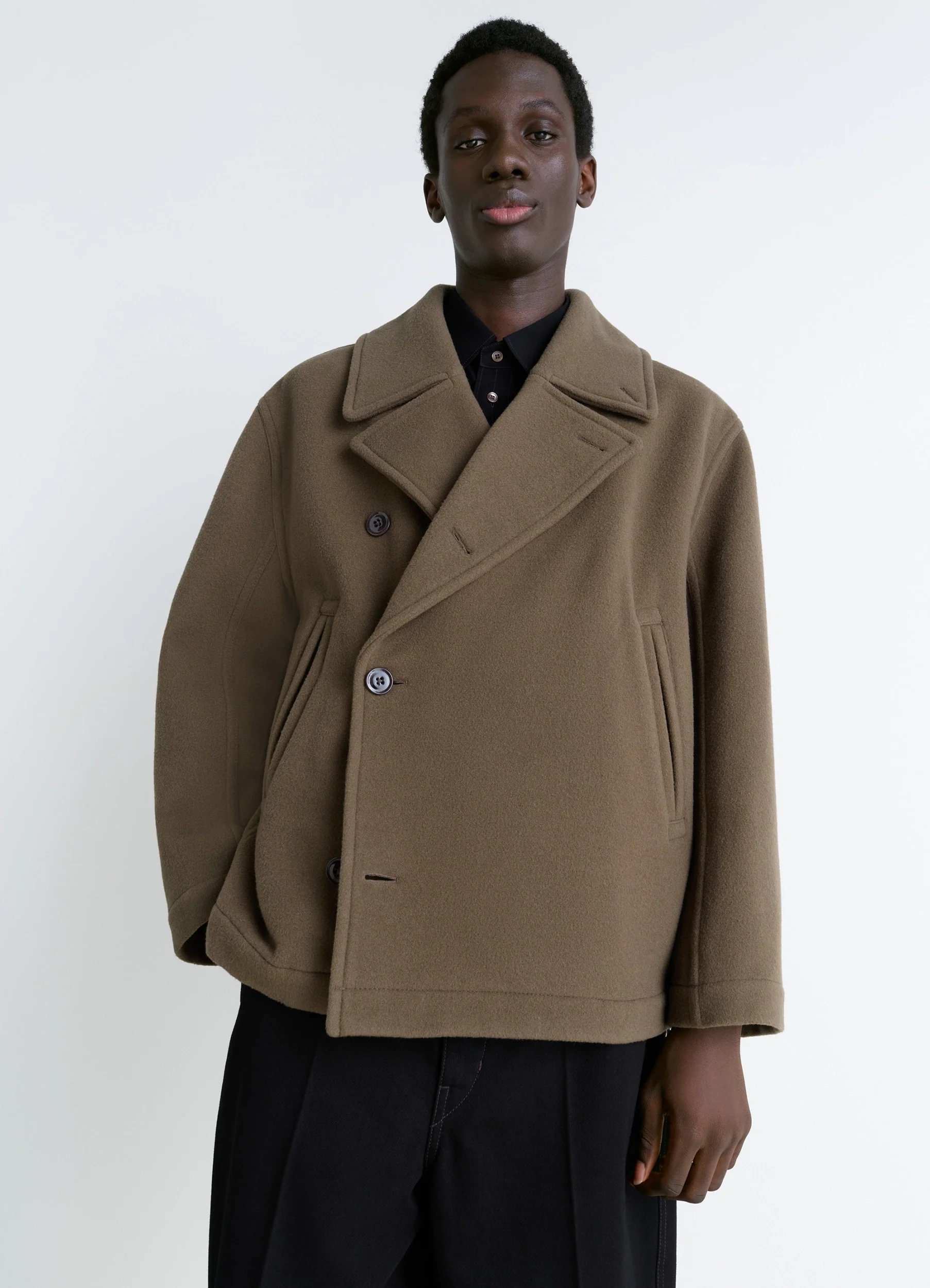 BOXY PEACOAT IN WOOL - Image 2