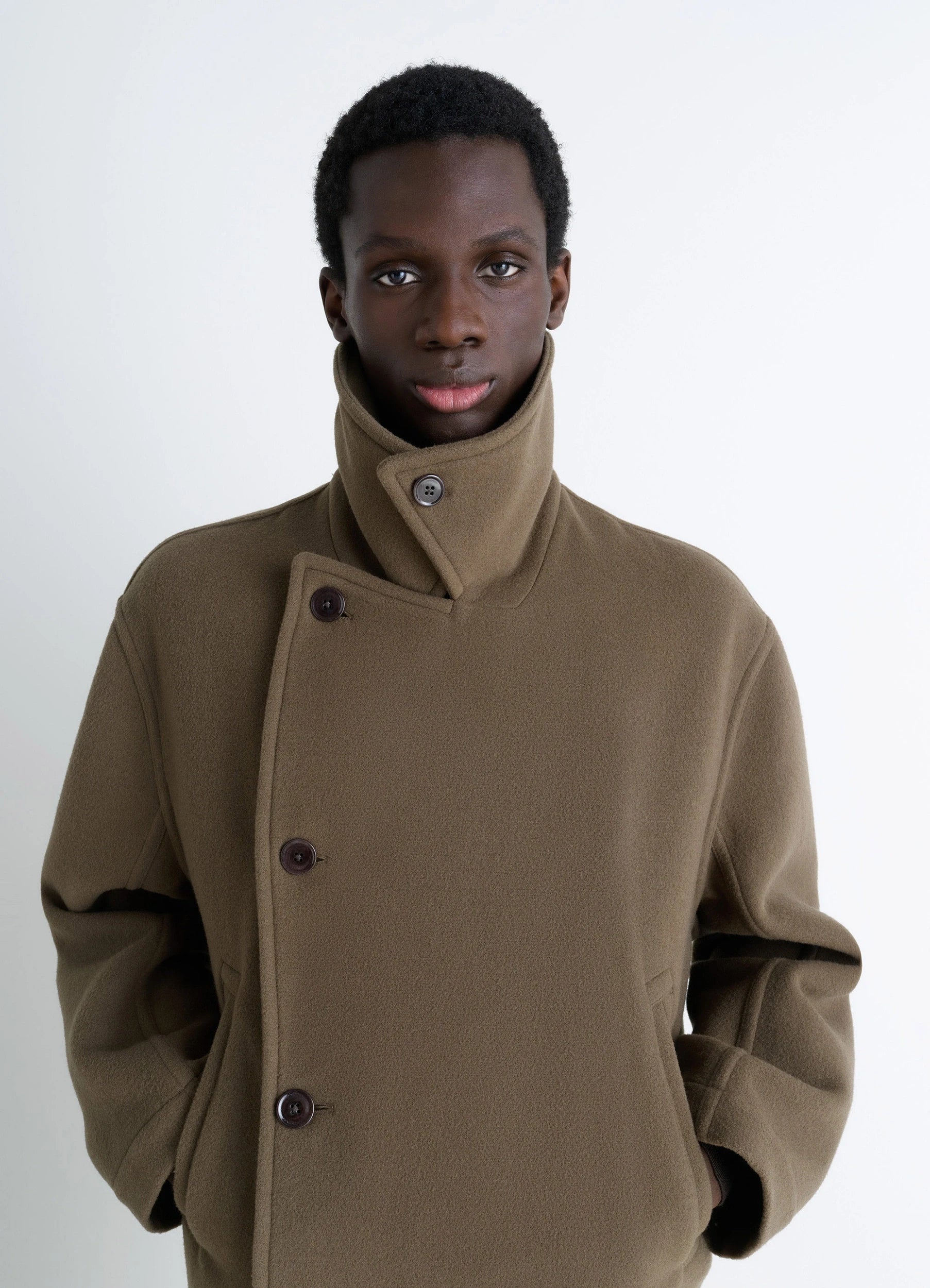 BOXY PEACOAT IN WOOL - Image 4