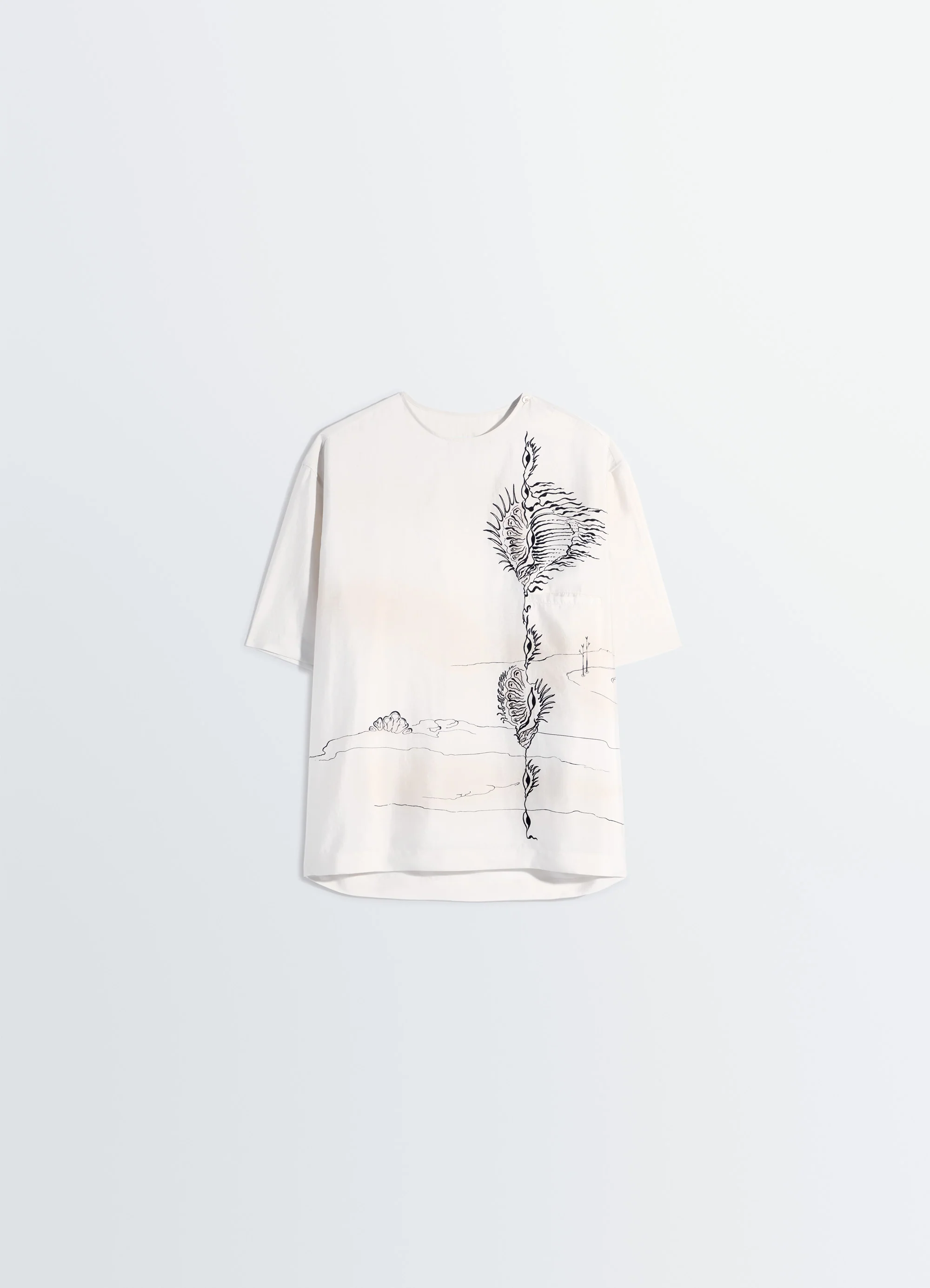 BUTTON NECK TOP IN SHELL PRINTED SILK - Image 6