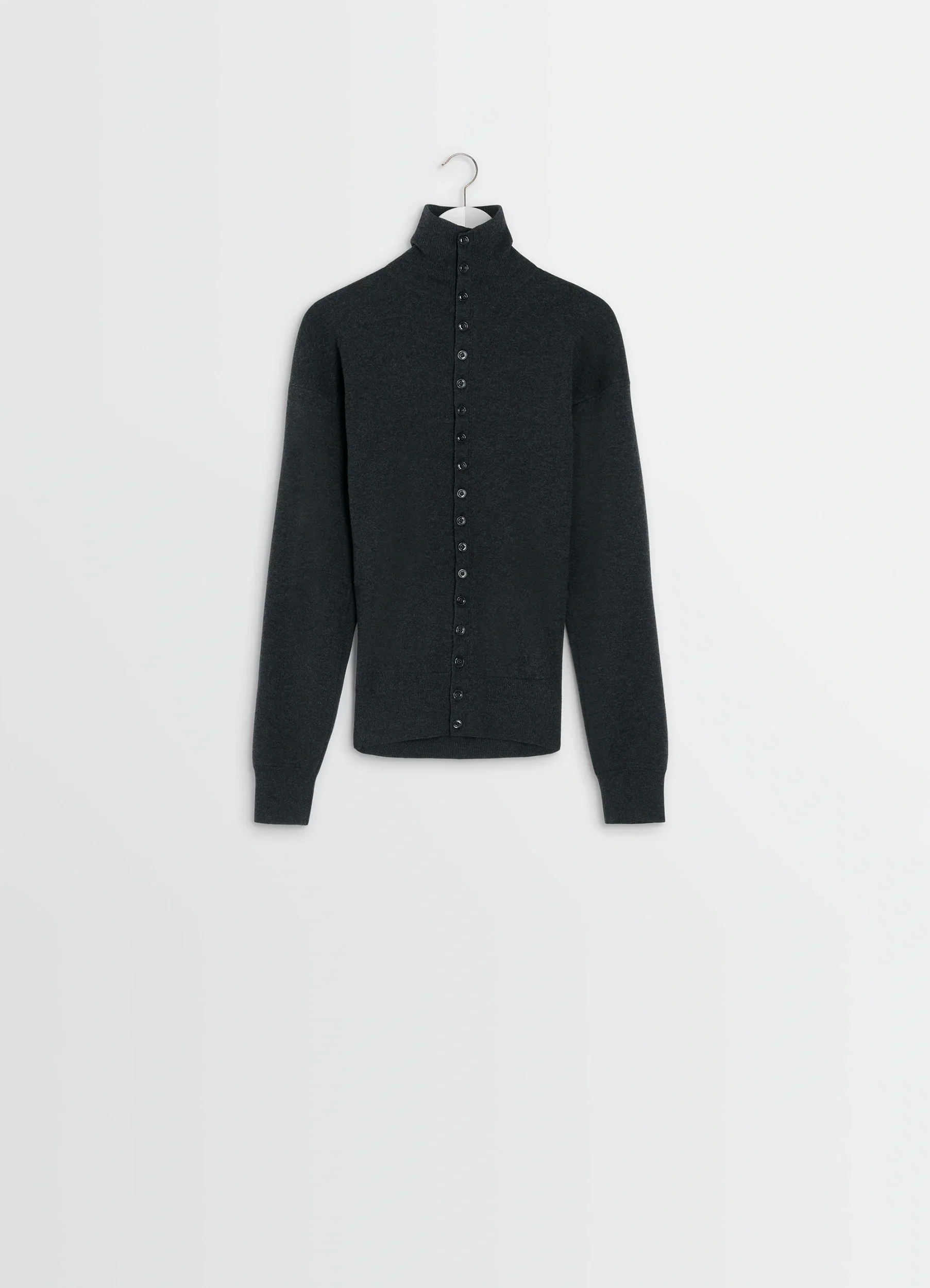 BUTTONED FITTED CARDIGAN IN FINE WOOL - Image 5