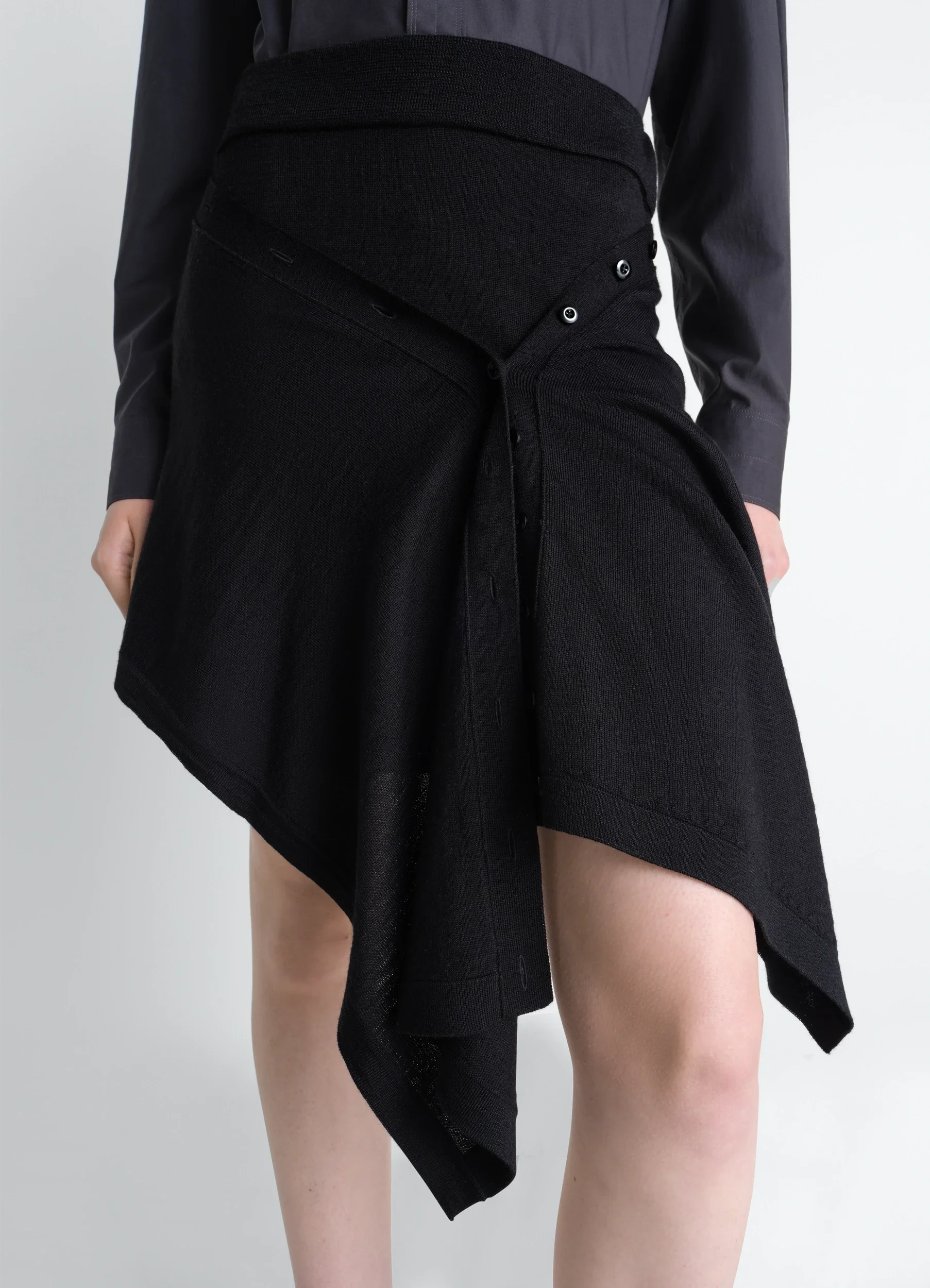 BUTTONED SKIRT IN MERINO BLEND - Image 4