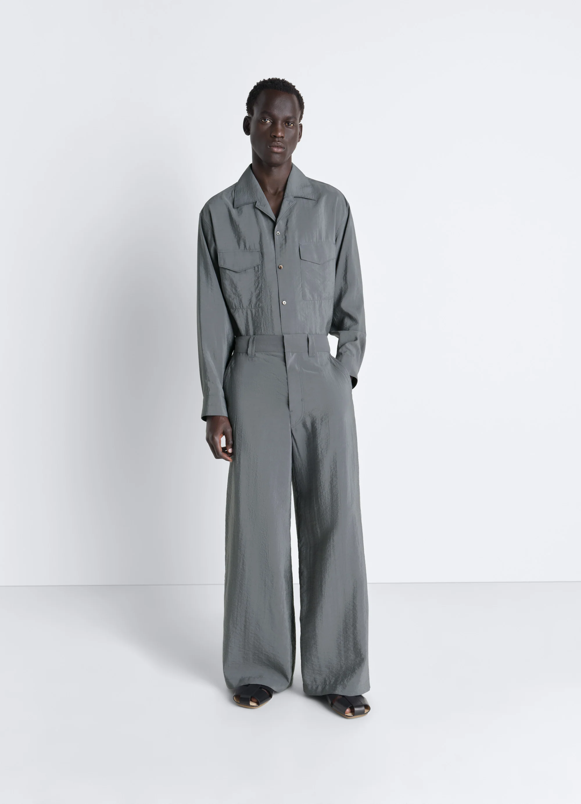 CONVERTIBLE COLLAR SHIRT IN DRY SILK - Image 2