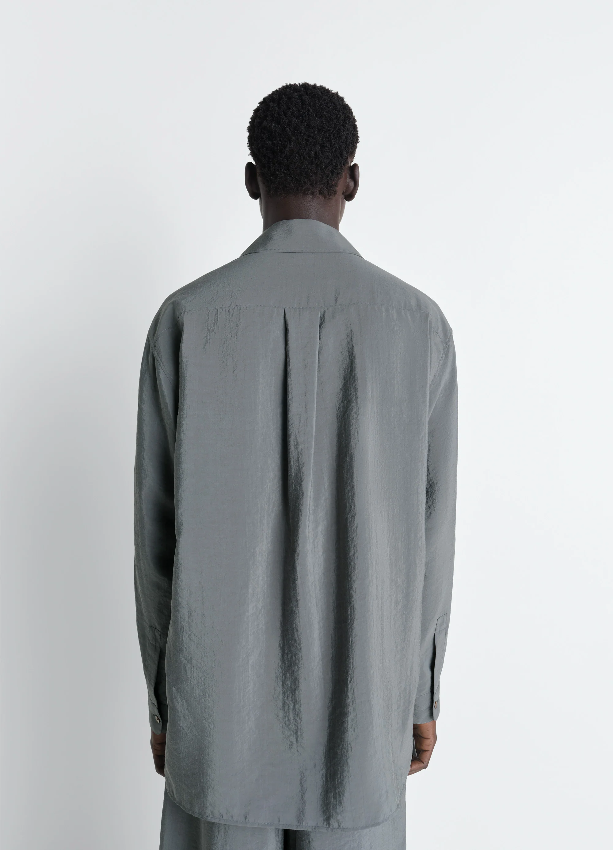CONVERTIBLE COLLAR SHIRT IN DRY SILK - Image 4
