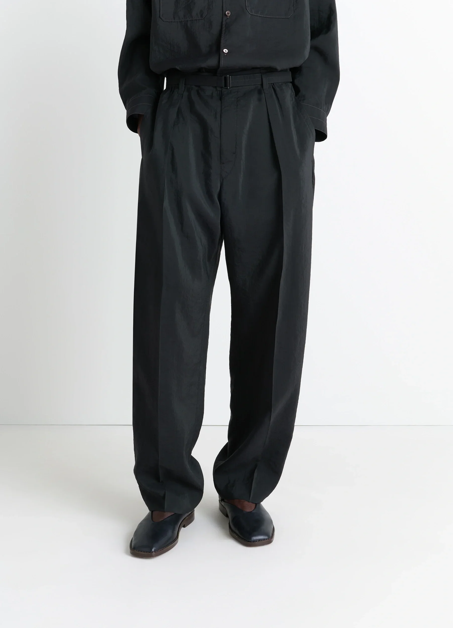 CONVERTIBLE COLLAR SHIRT IN DRY SILK - Image 3