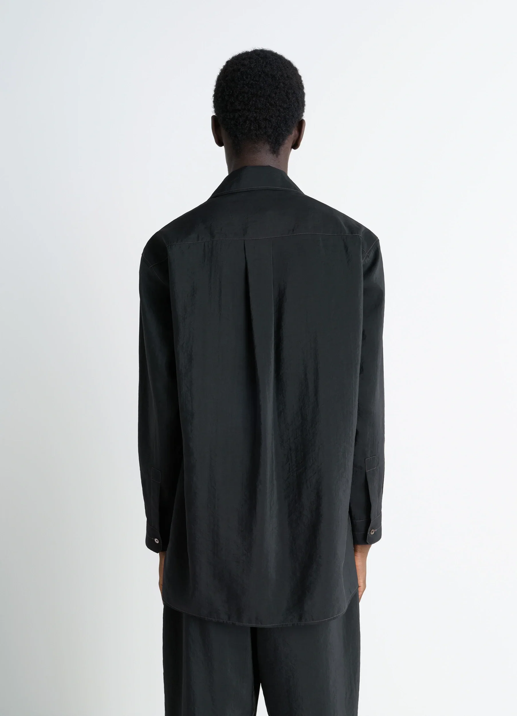 CONVERTIBLE COLLAR SHIRT IN DRY SILK - Image 6