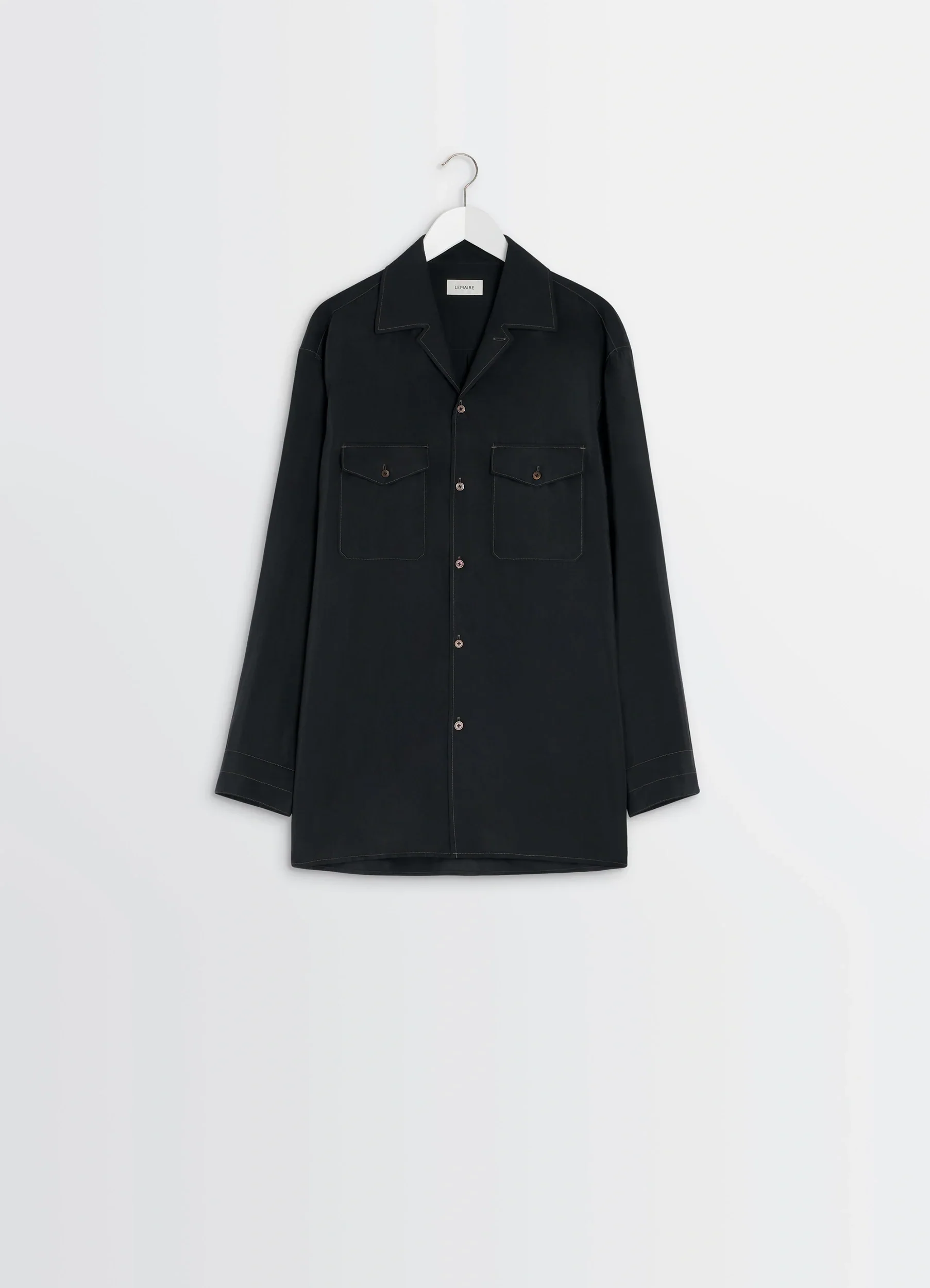 CONVERTIBLE COLLAR SHIRT IN DRY SILK - Image 7