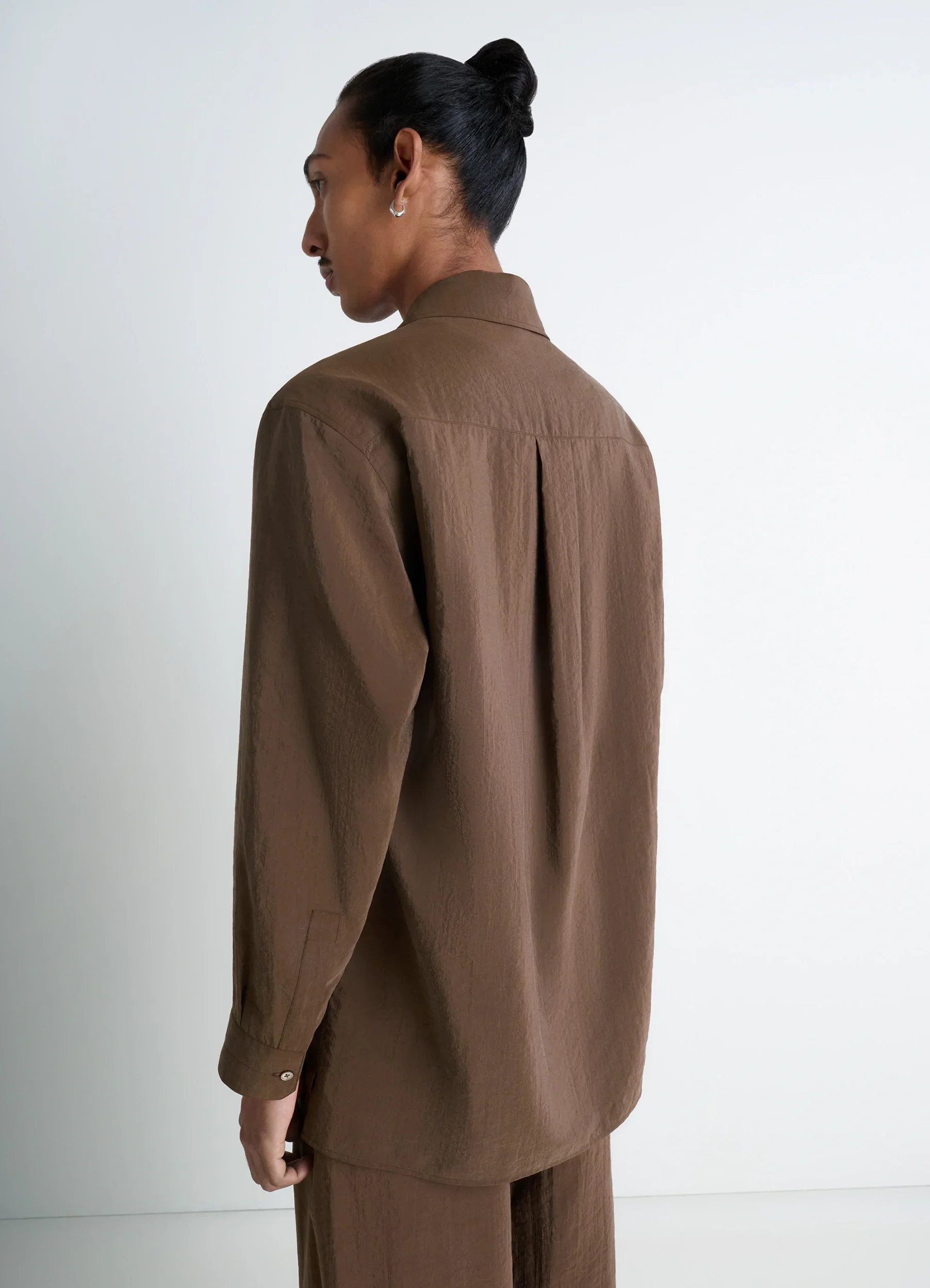 CONVERTIBLE COLLAR SHIRT IN DRY SILK - Image 4