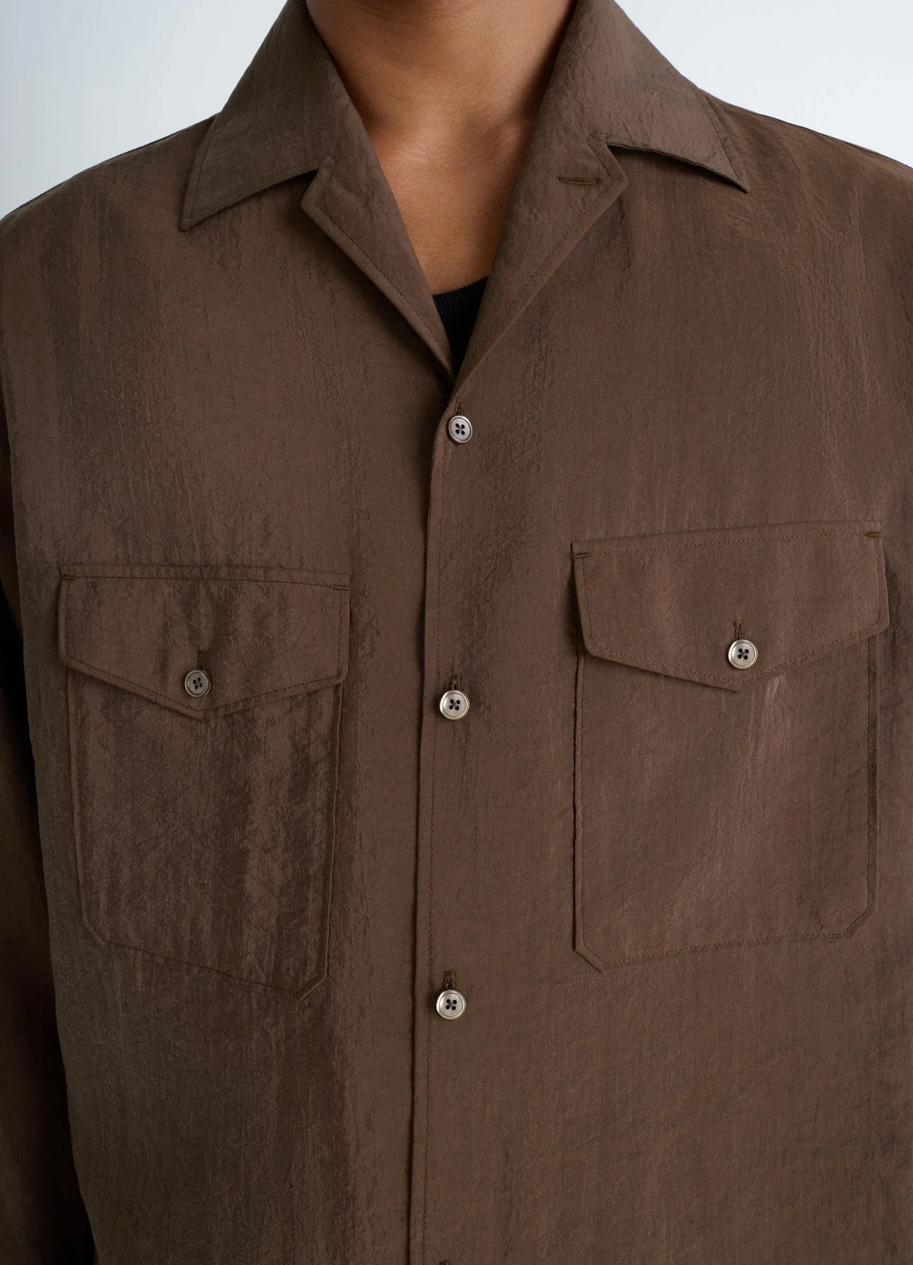 CONVERTIBLE COLLAR SHIRT IN DRY SILK - Image 5
