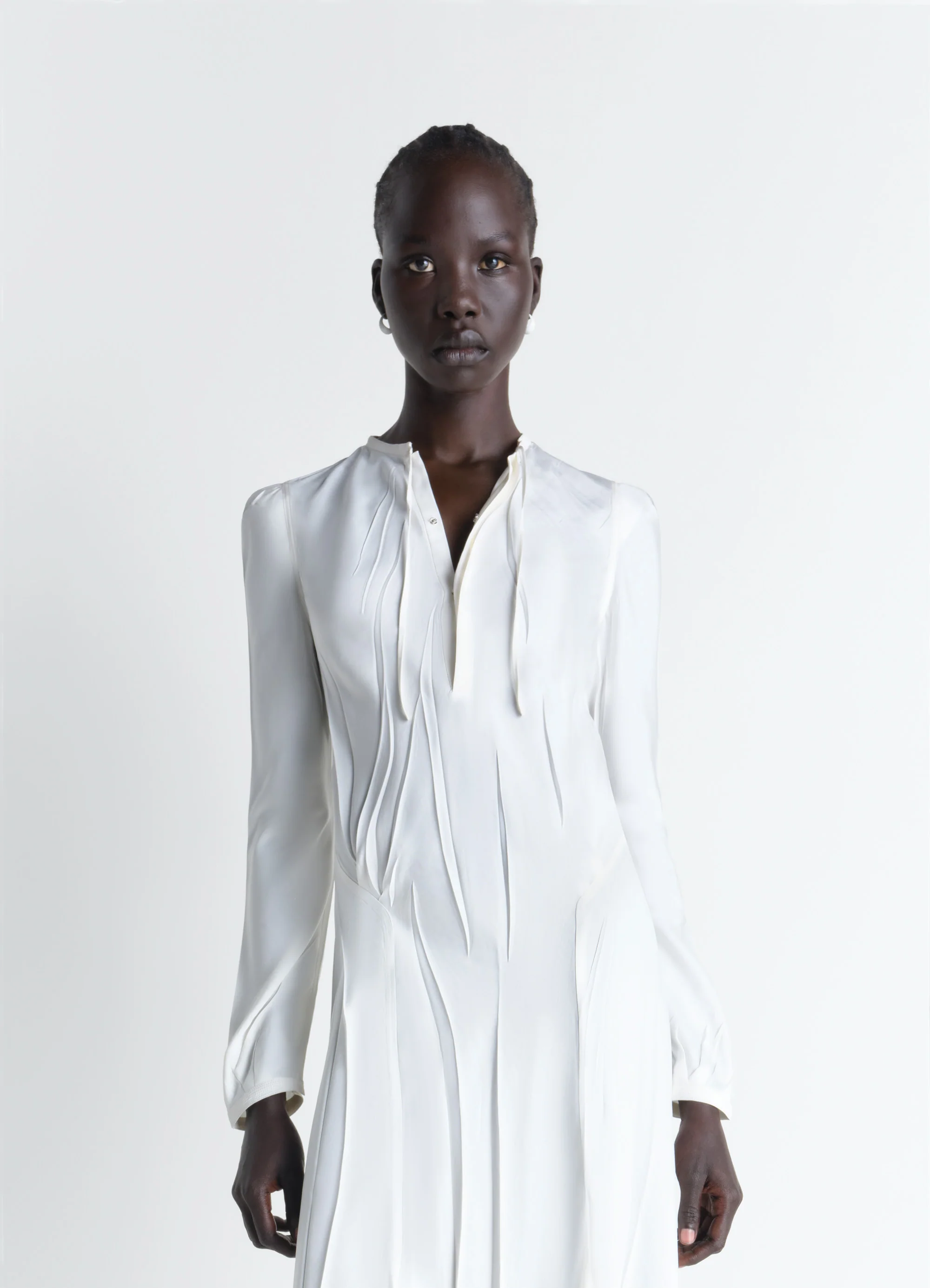 CREASED BIAS DRESS IN POLY VISCOSE TWILL - Image 2