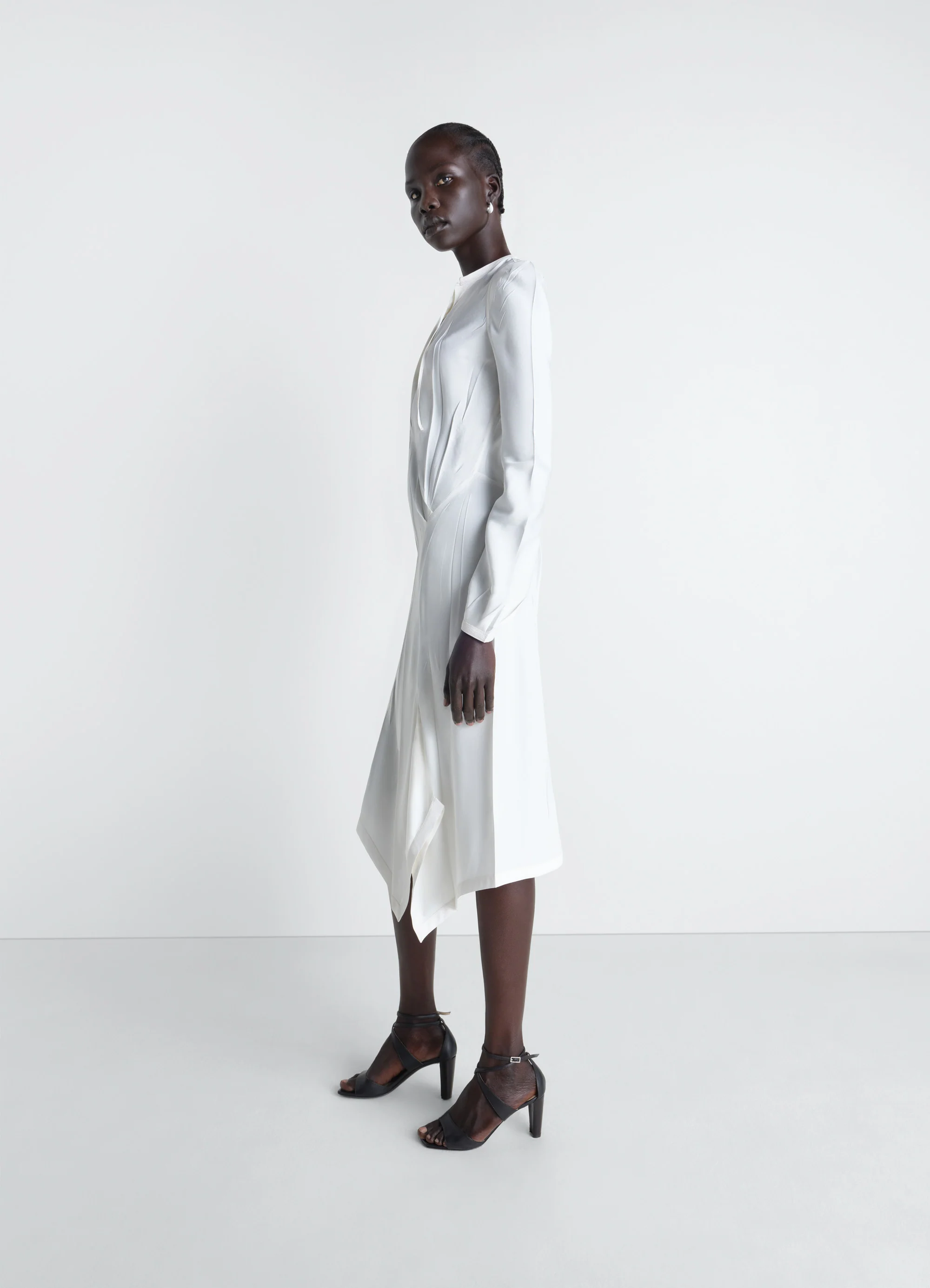 CREASED BIAS DRESS IN POLY VISCOSE TWILL - Image 3