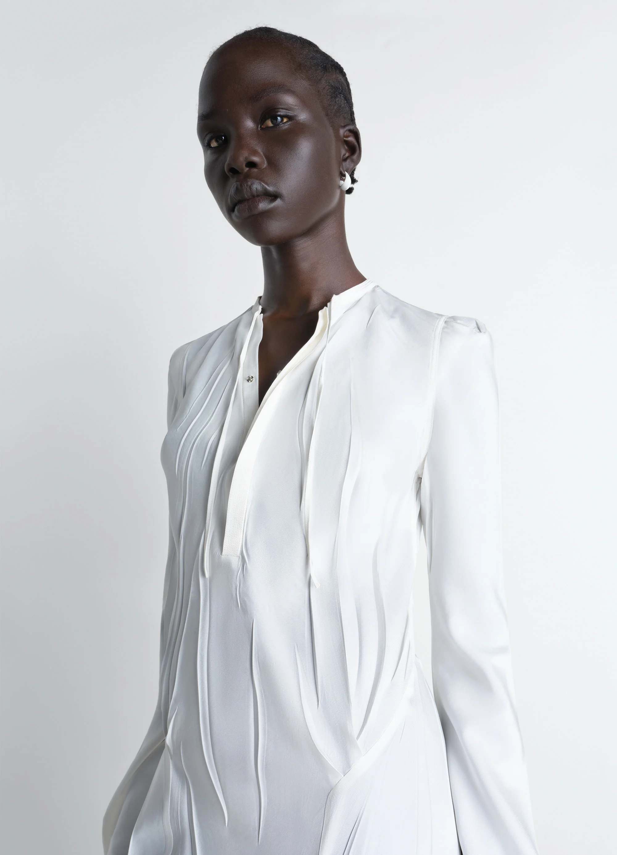 CREASED BIAS DRESS IN POLY VISCOSE TWILL - Image 4