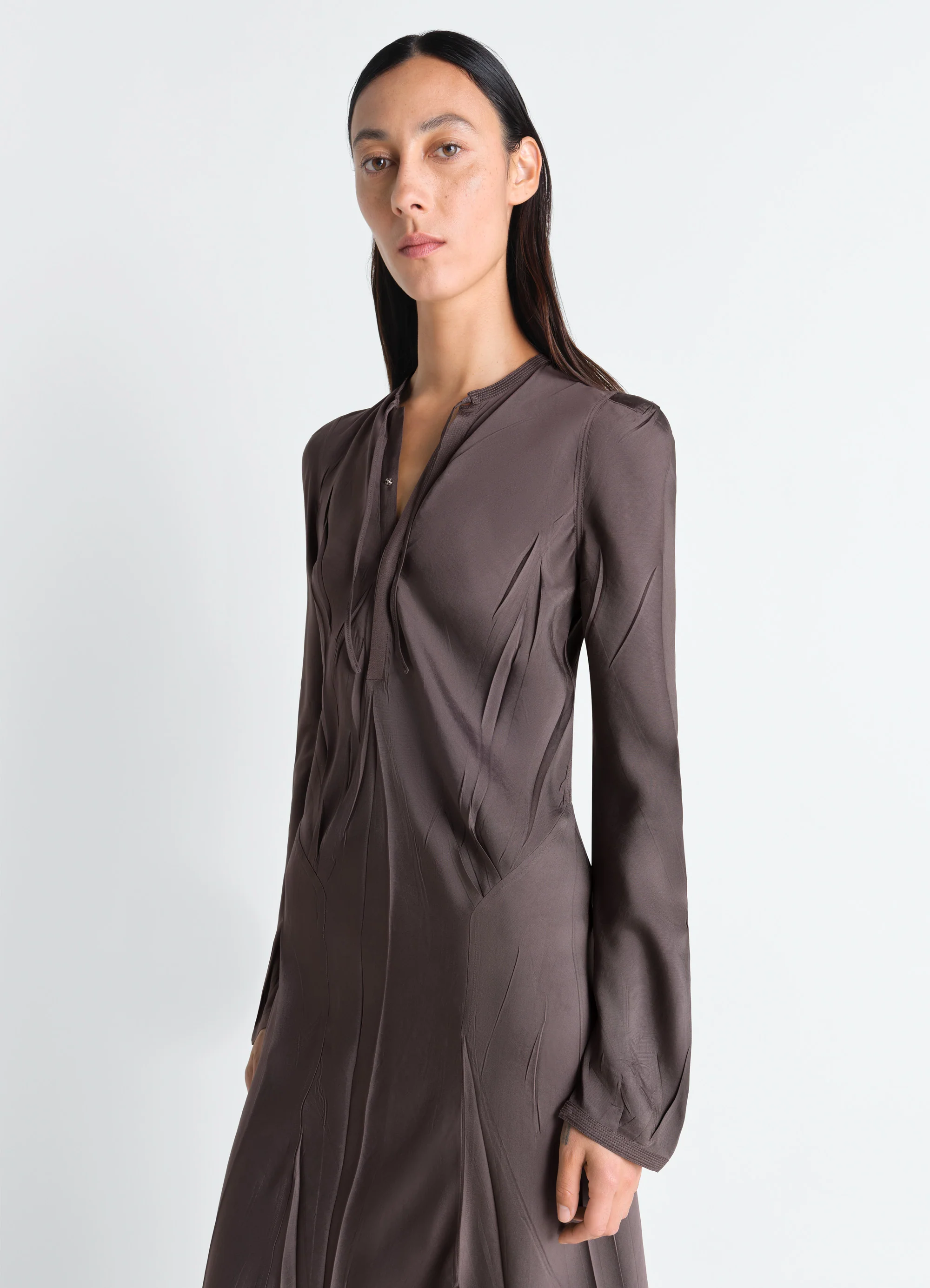 CREASED BIAS DRESS IN POLY VISCOSE TWILL - Image 2