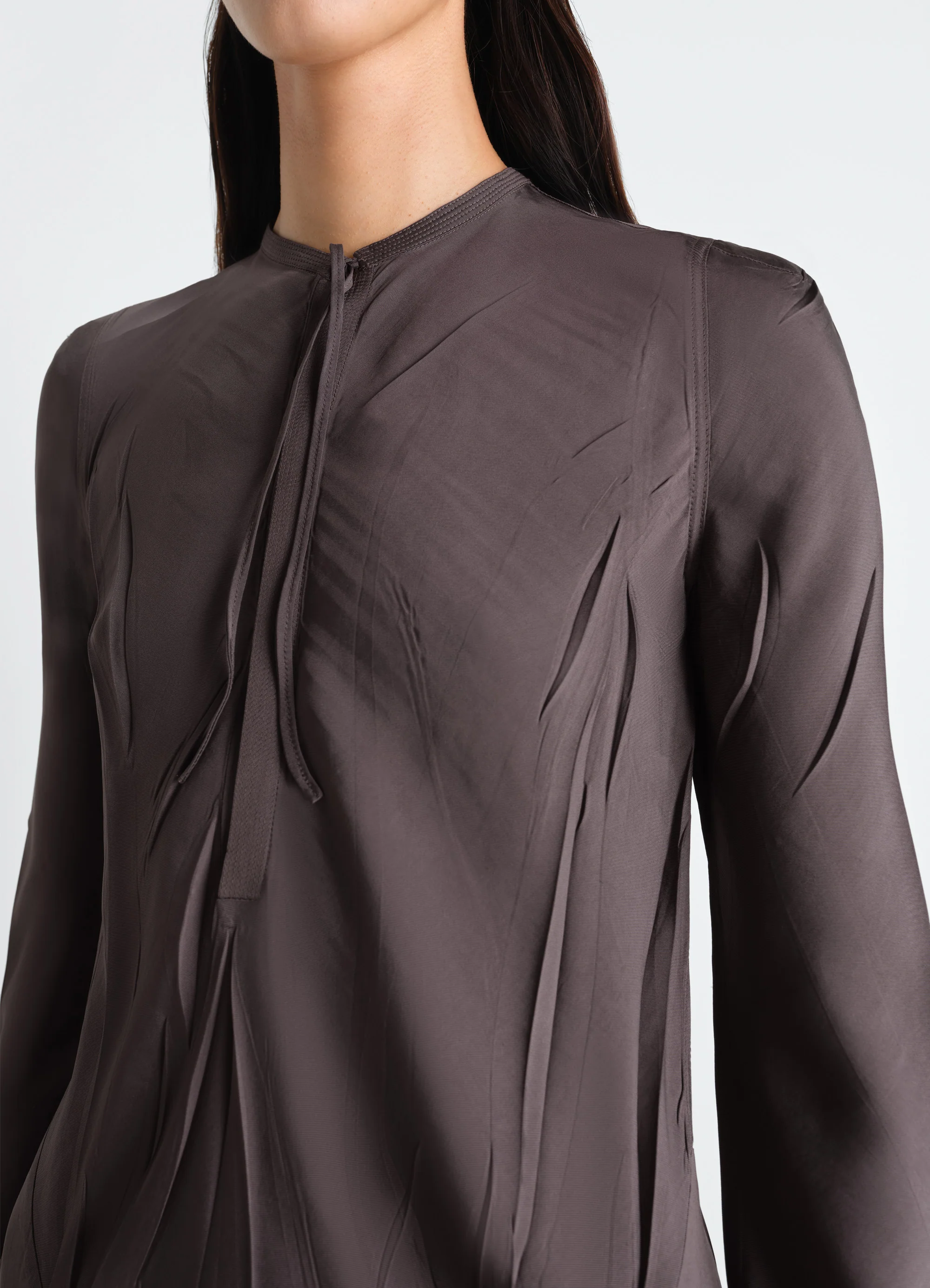 CREASED BIAS DRESS IN POLY VISCOSE TWILL - Image 3