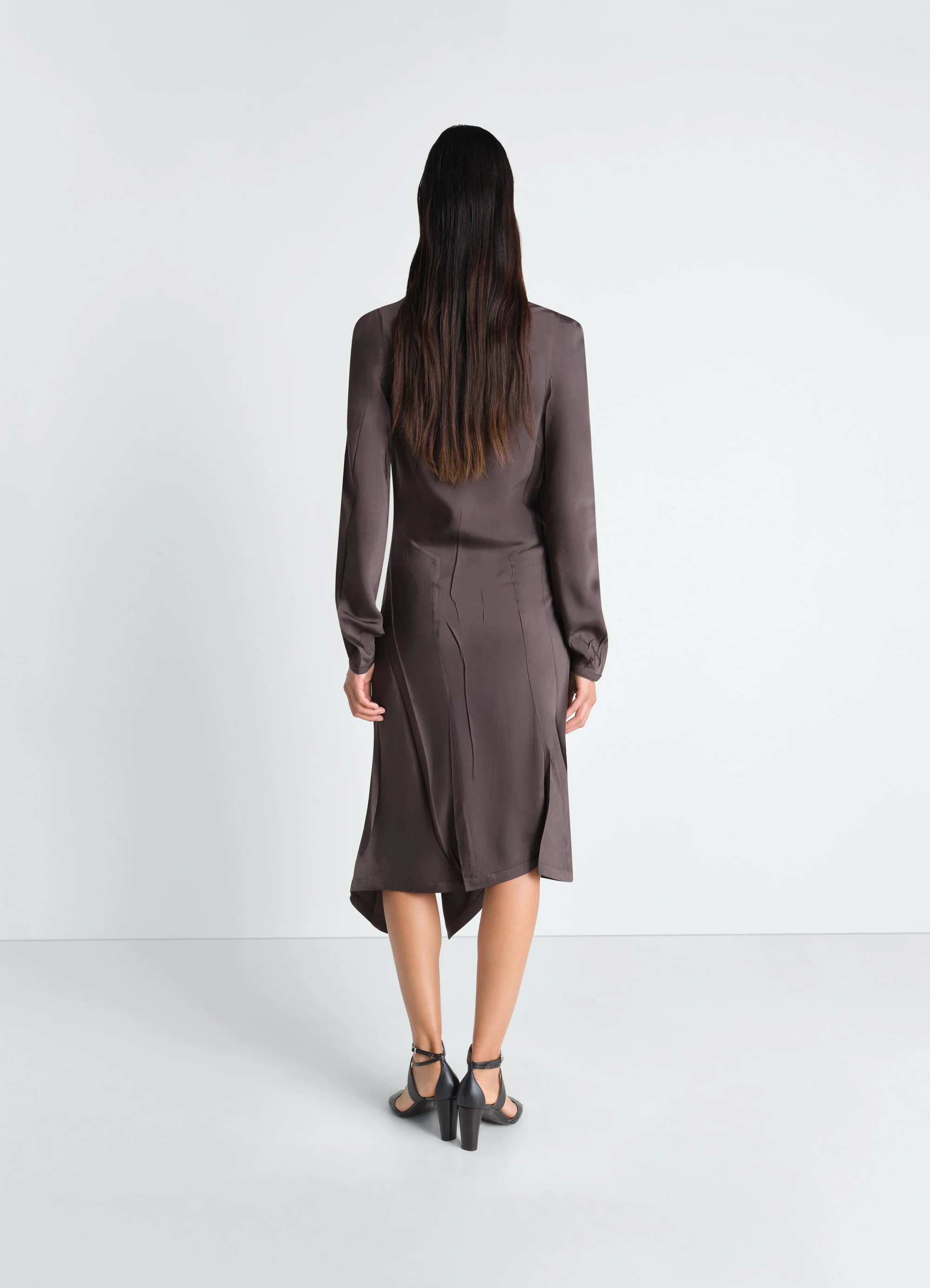 CREASED BIAS DRESS IN POLY VISCOSE TWILL - Image 4