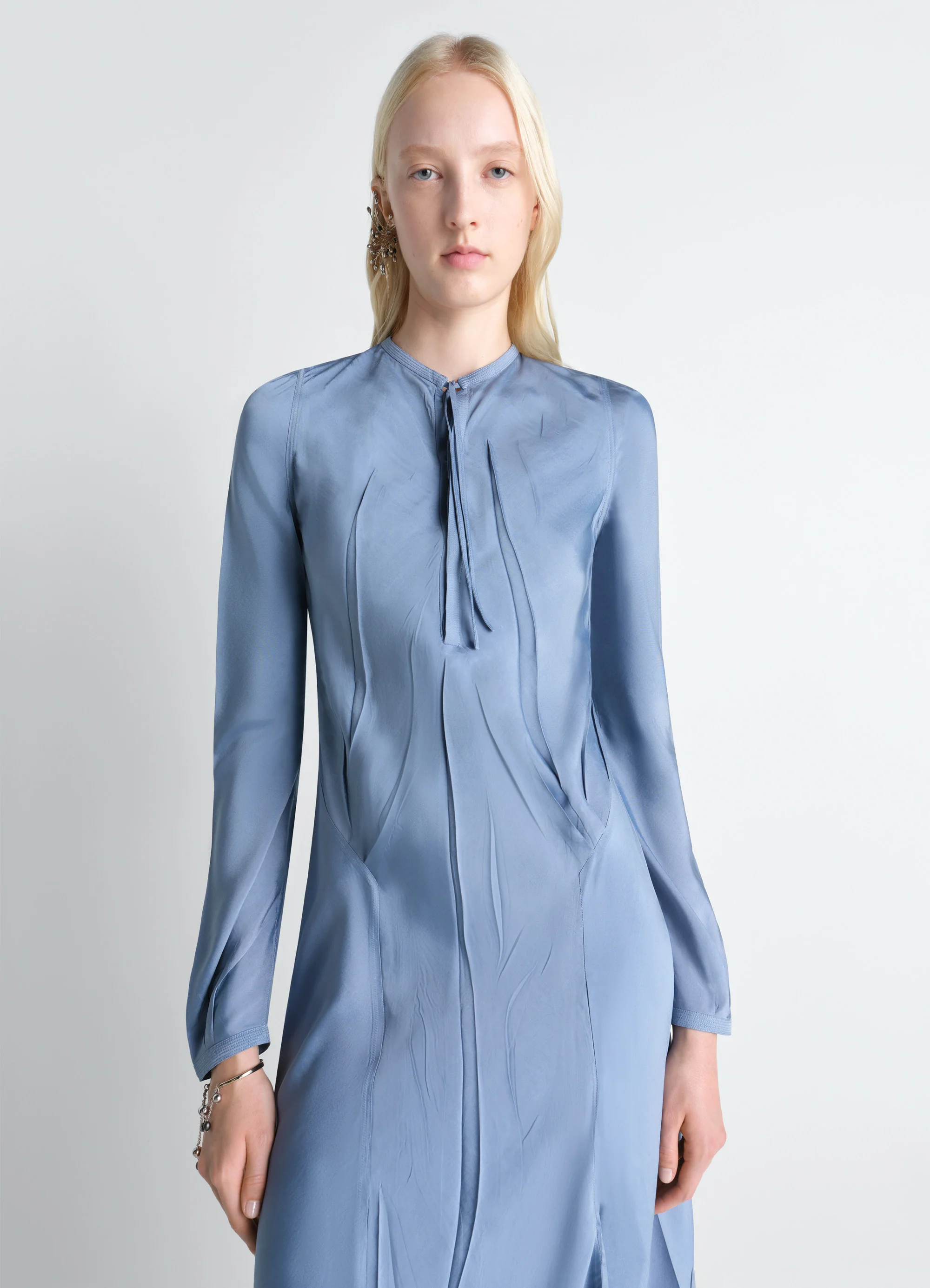 CREASED BIAS DRESS IN POLY VISCOSE TWILL - Image 2