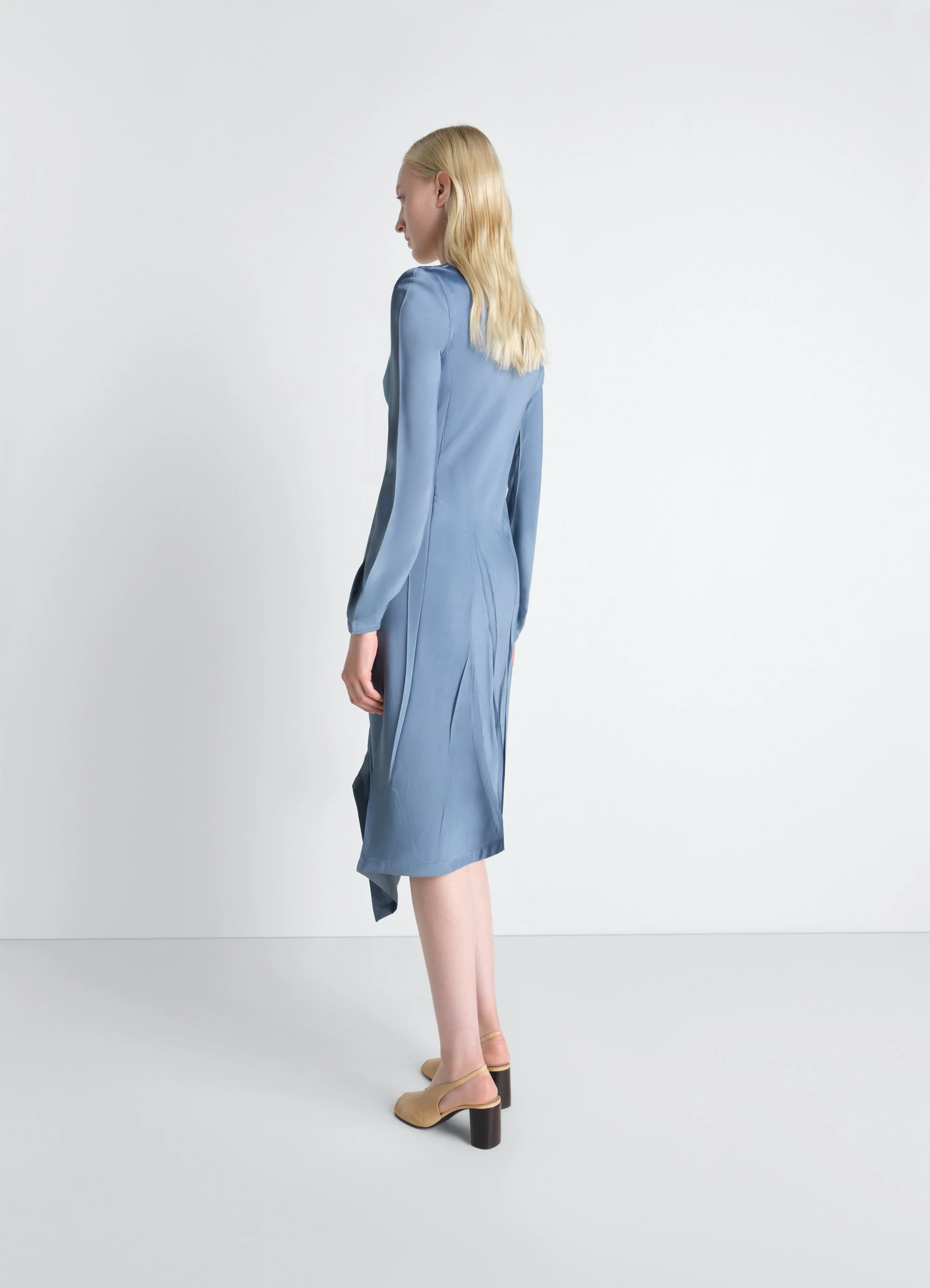 CREASED BIAS DRESS IN POLY VISCOSE TWILL - Image 3