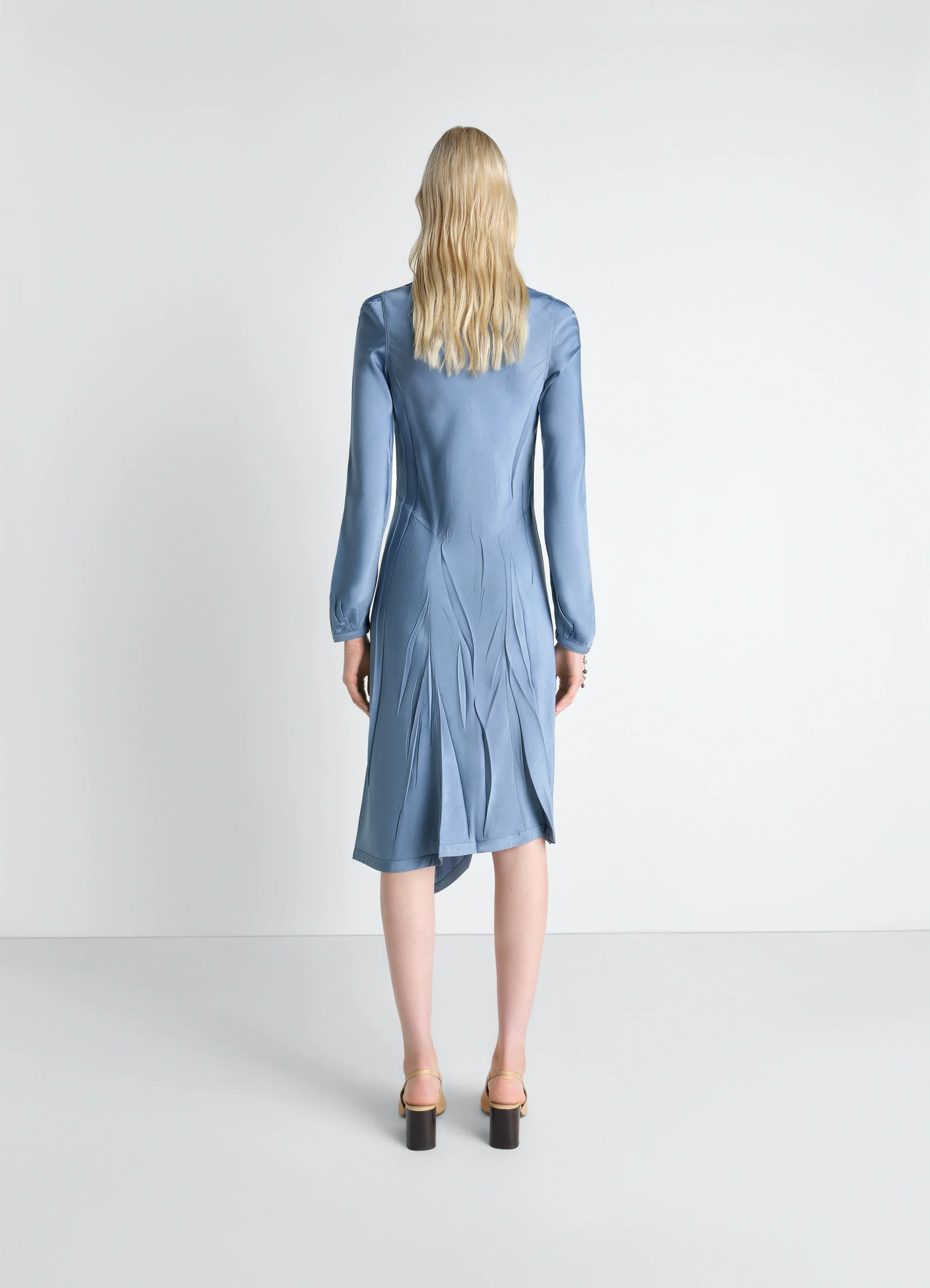 CREASED BIAS DRESS IN POLY VISCOSE TWILL - Image 4