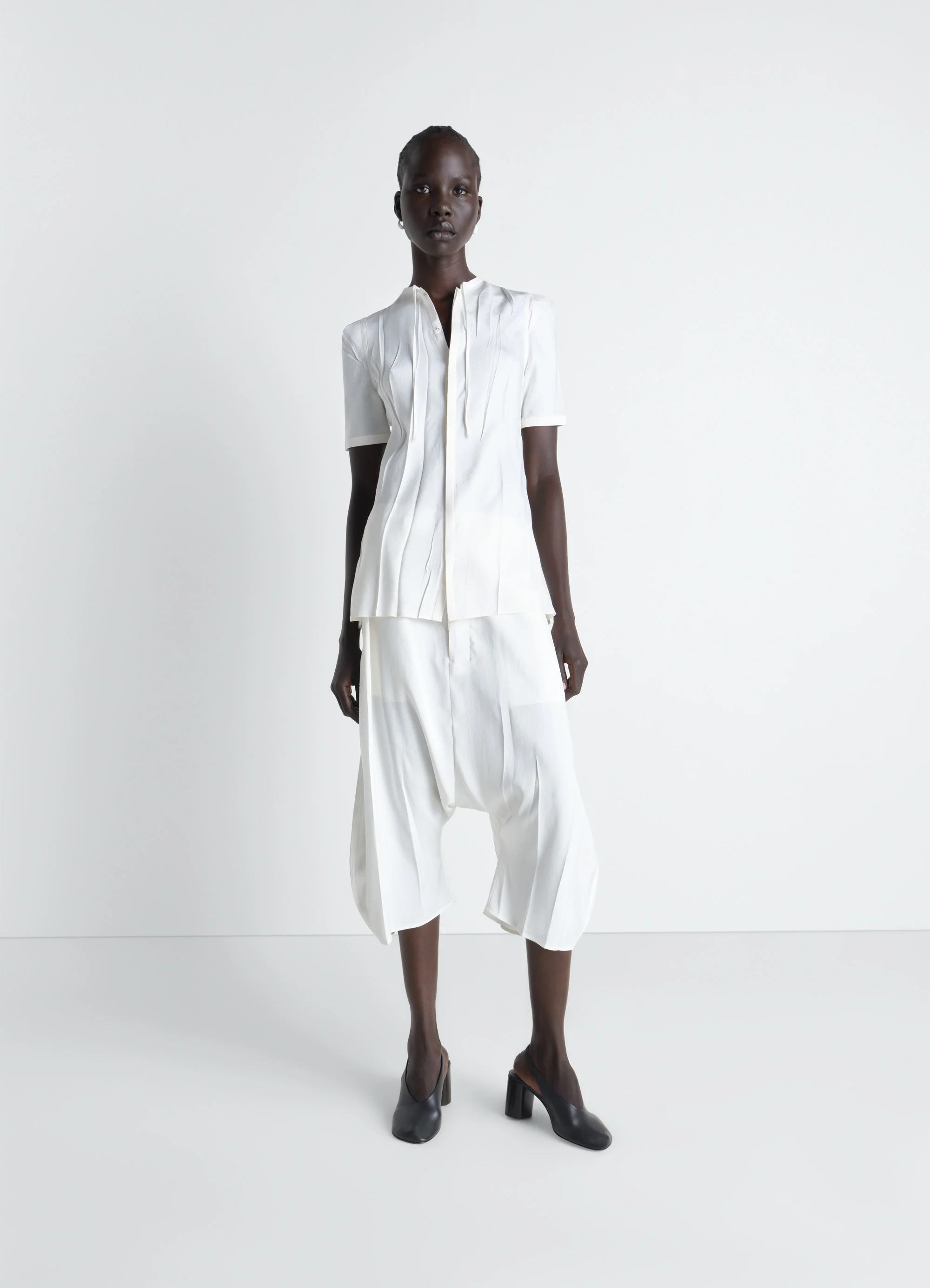 CREASED FITTED SHIRT IN POLY VISCOSE TWILL - Image 2
