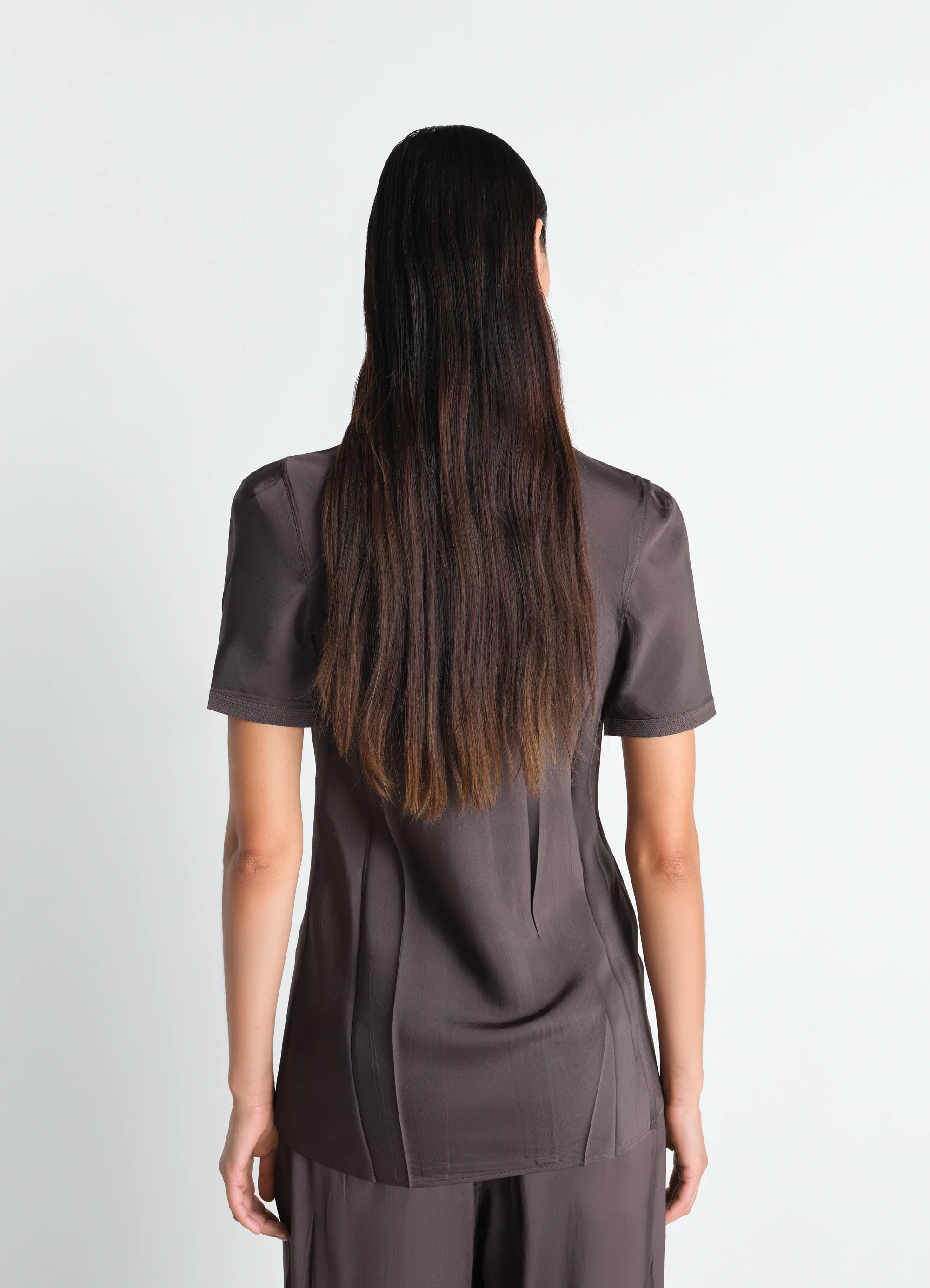 CREASED FITTED SHIRT IN POLY VISCOSE TWILL - Image 4