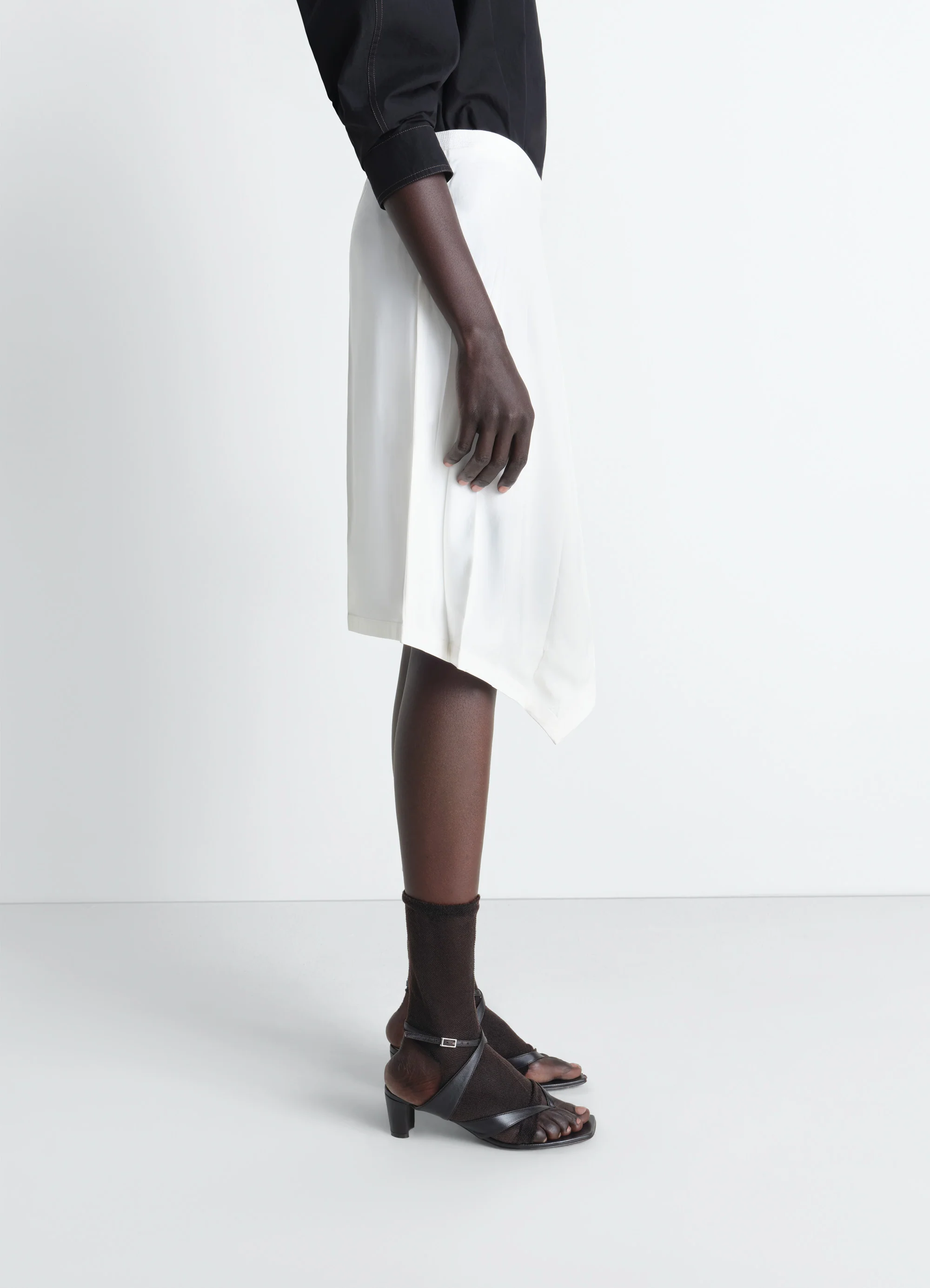 CREASED FOULARD SKIRT IN POLY VISCOSE TWILL - Image 3