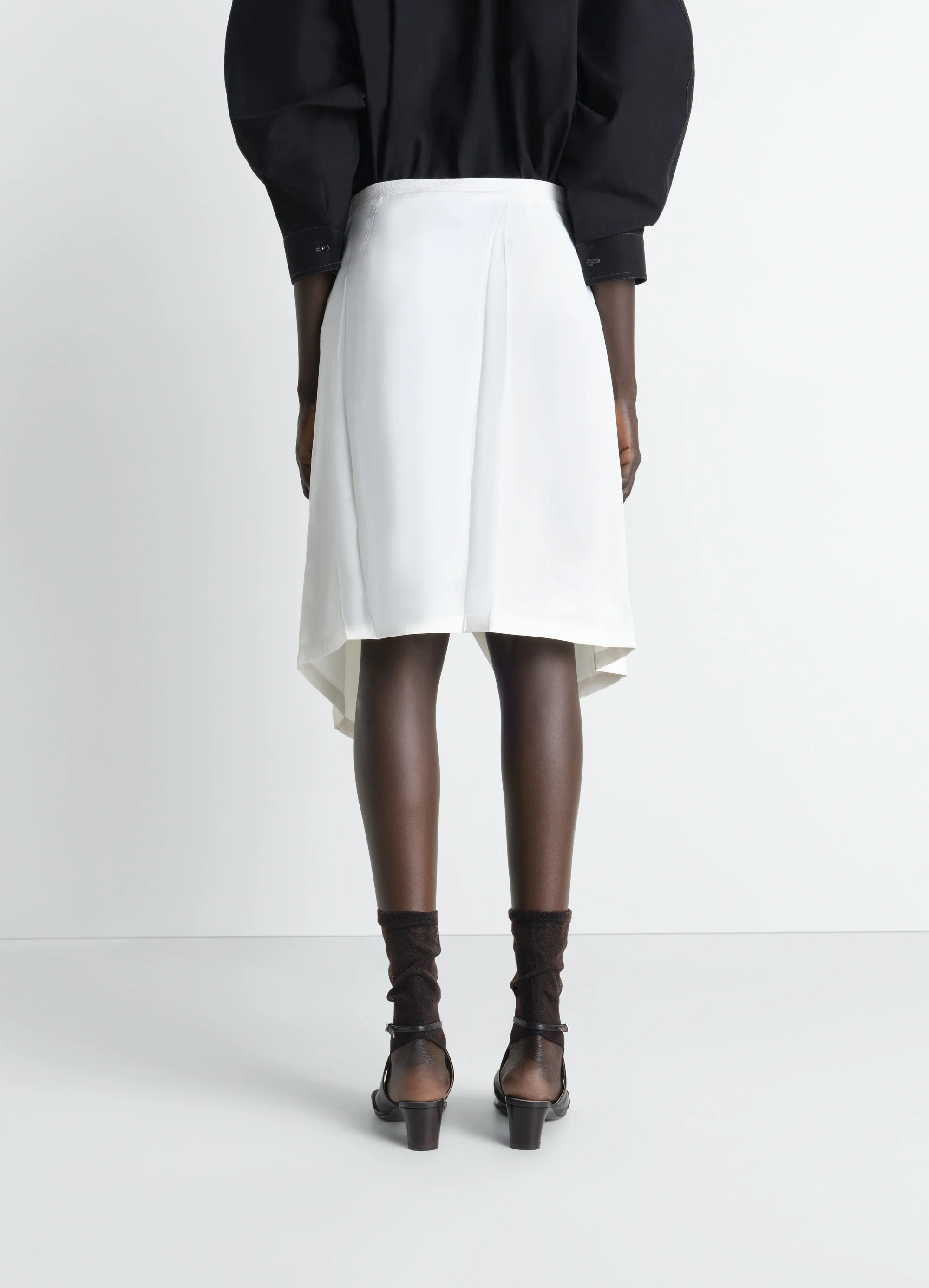 CREASED FOULARD SKIRT IN POLY VISCOSE TWILL - Image 4