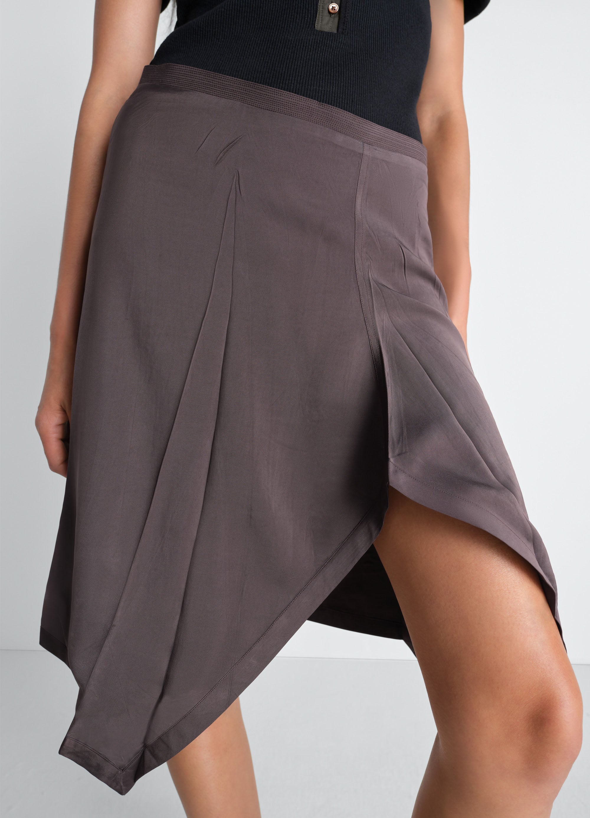 CREASED FOULARD SKIRT IN POLY VISCOSE TWILL - Image 3