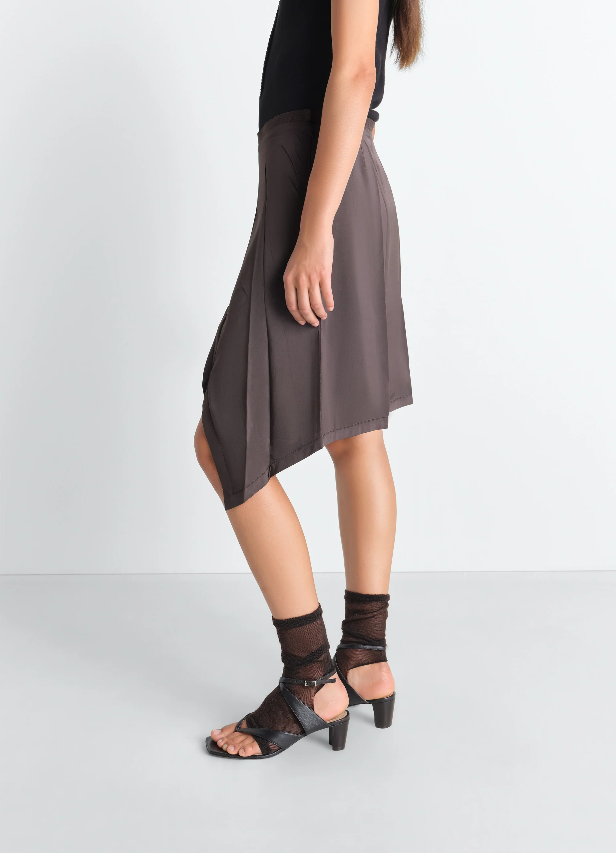 CREASED FOULARD SKIRT IN POLY VISCOSE TWILL - Image 4