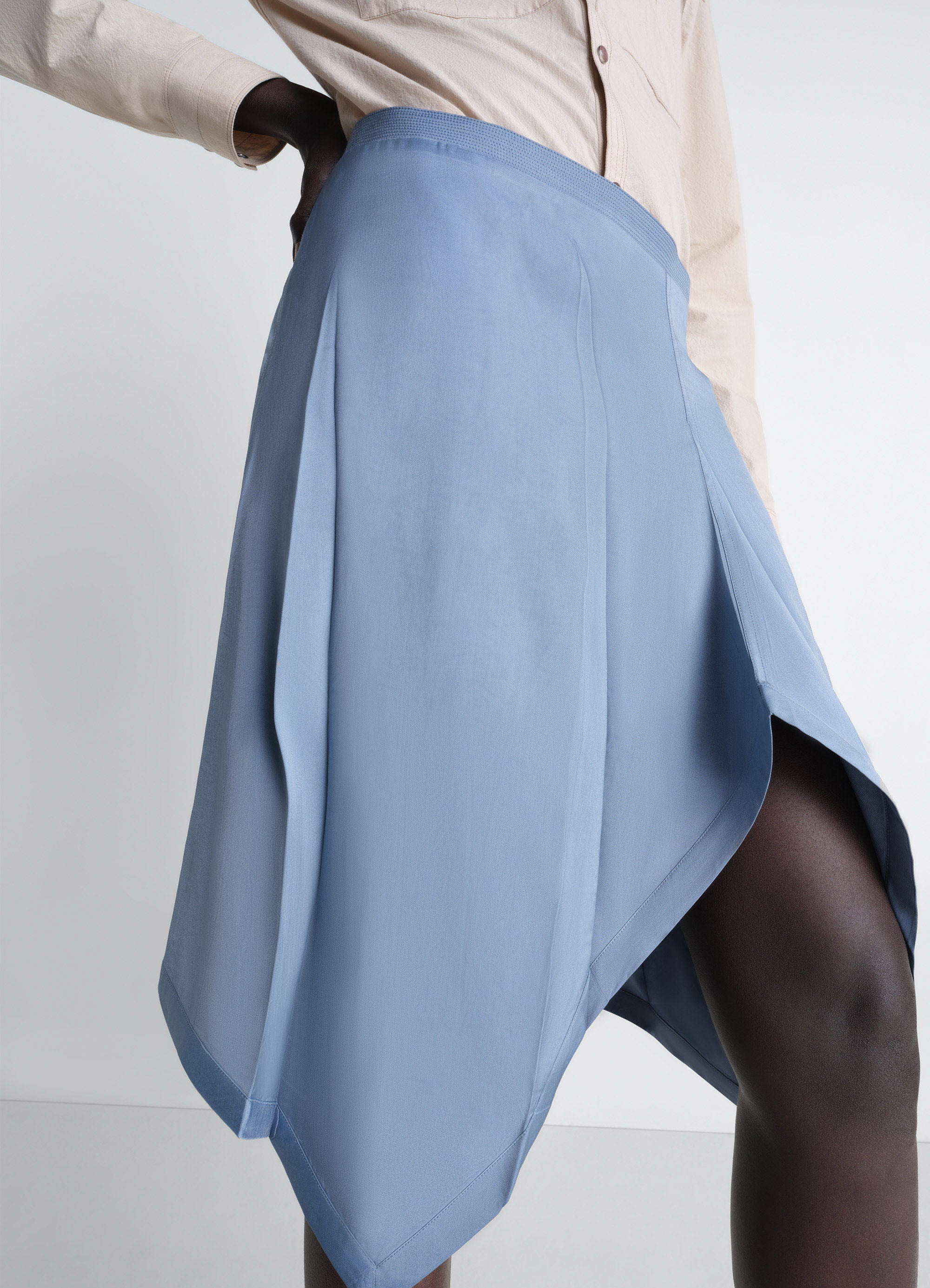 CREASED FOULARD SKIRT IN POLY VISCOSE TWILL - Image 3