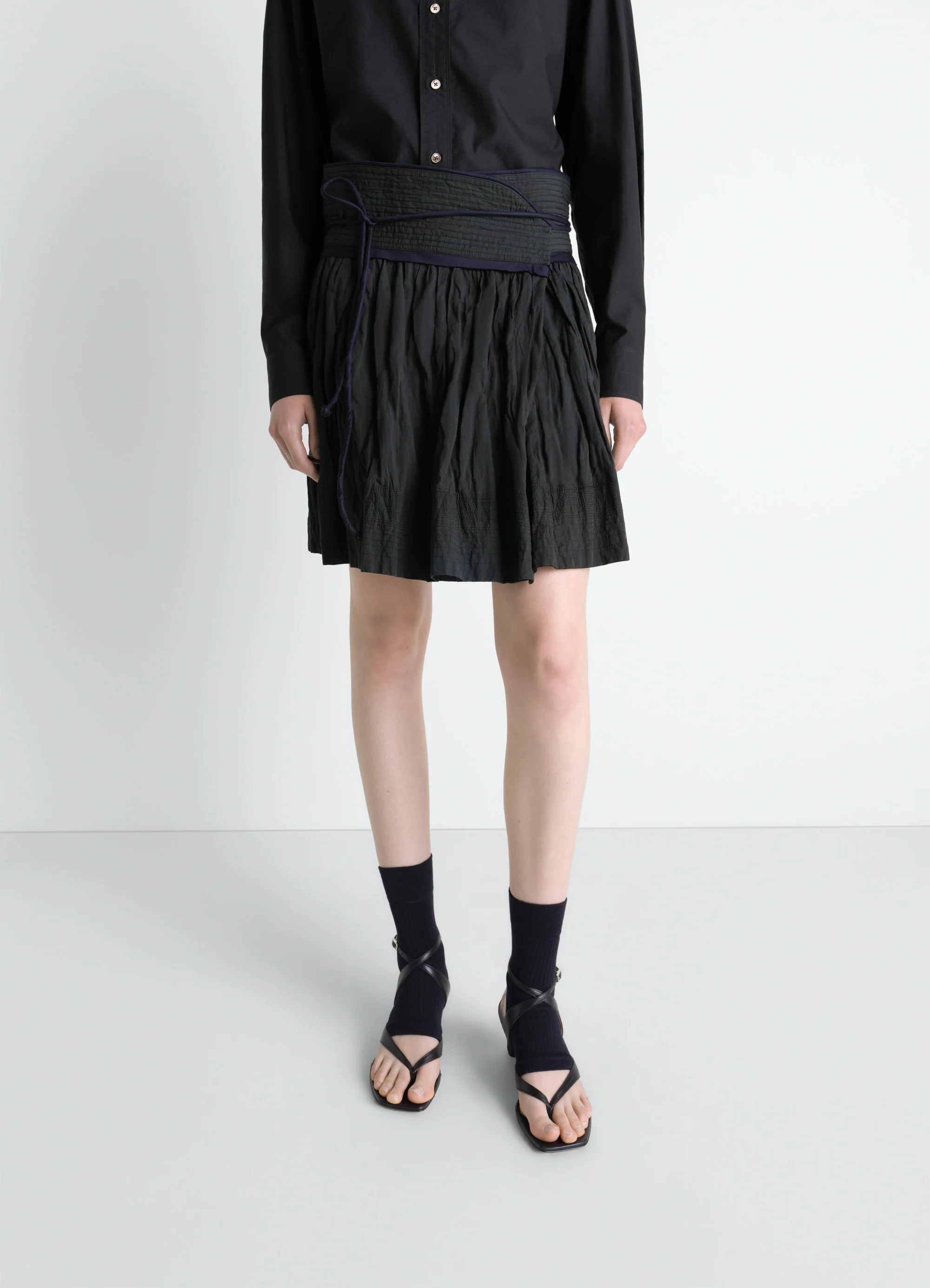 CRINKLED WRAP SKIRT IN CRINKLED COTTON METAL - Image 2
