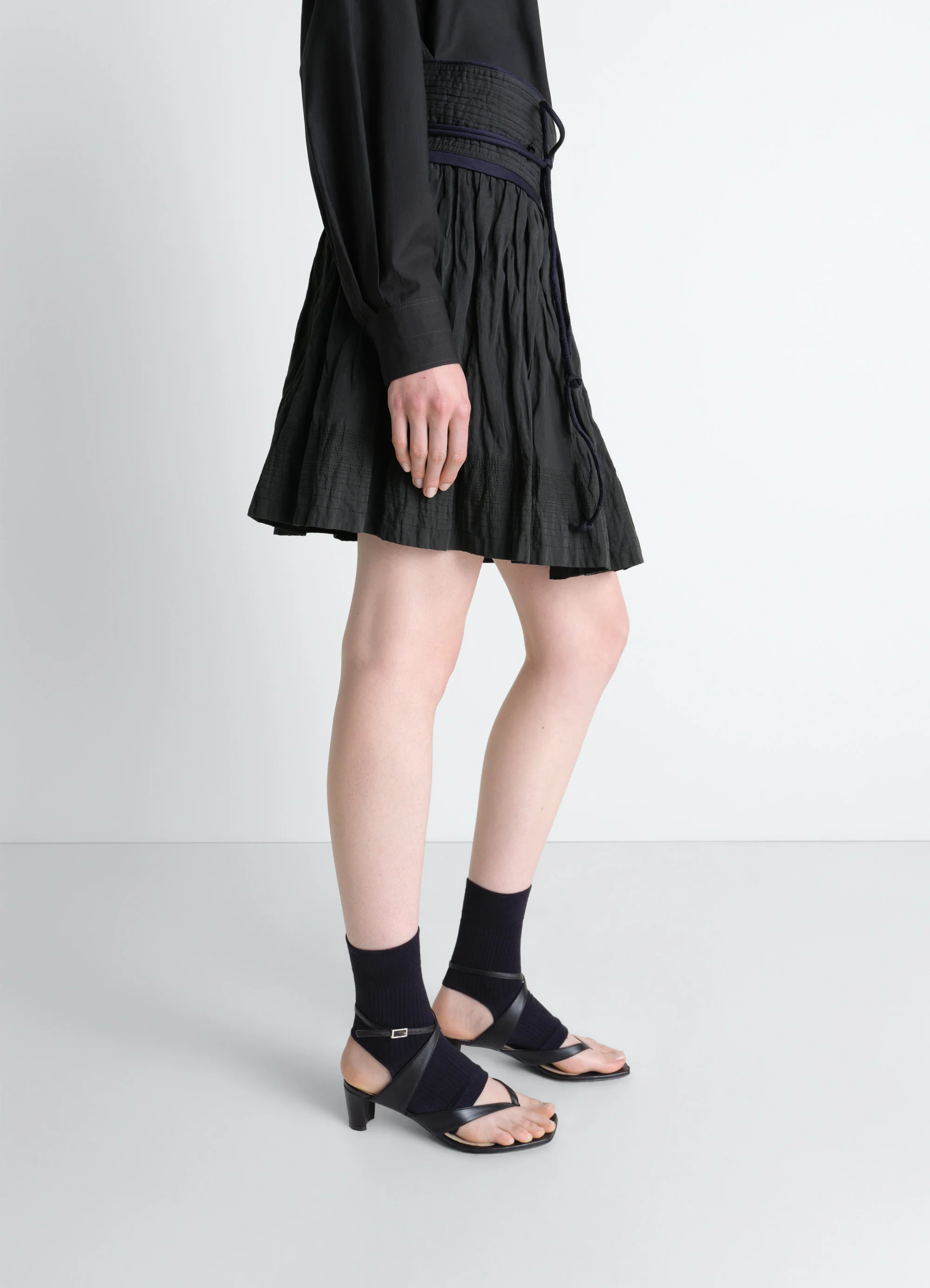 CRINKLED WRAP SKIRT IN CRINKLED COTTON METAL - Image 4
